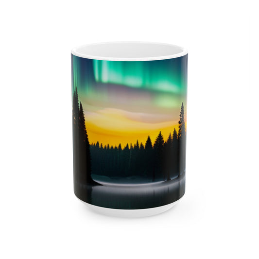 Ceramic Mug, (11oz, 15oz) (Northern Lights)