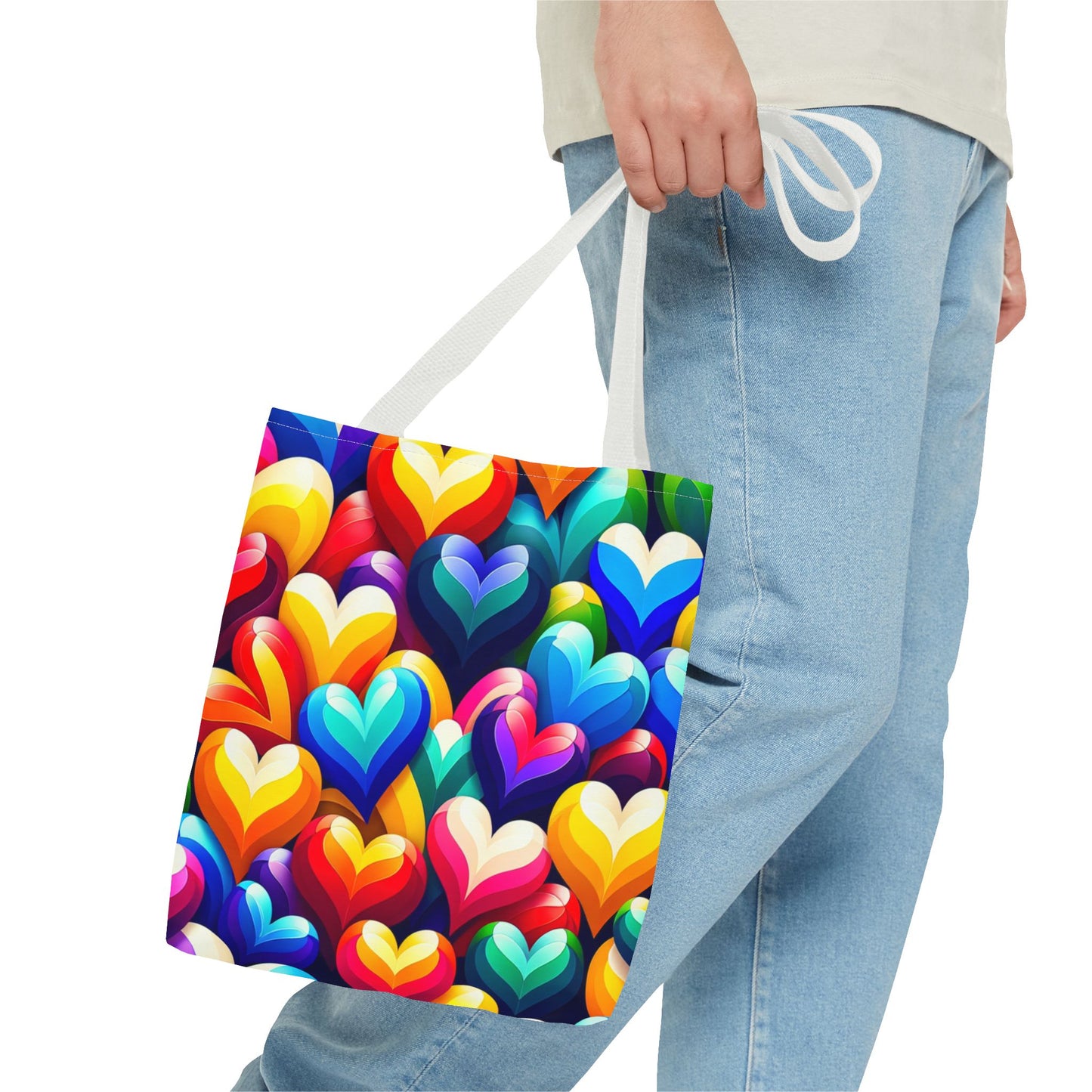 Tote Bag (AOP) (Colorful Hearts)
