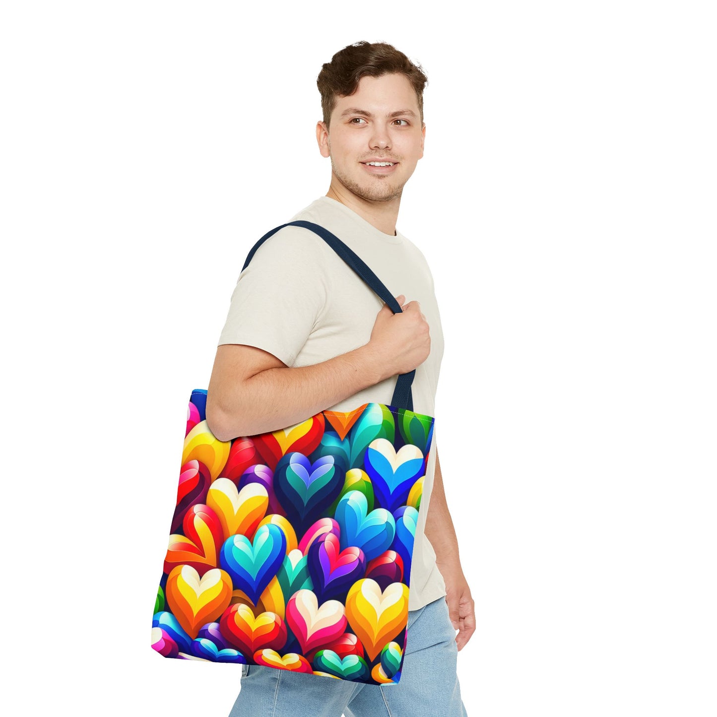 Tote Bag (AOP) (Colorful Hearts)