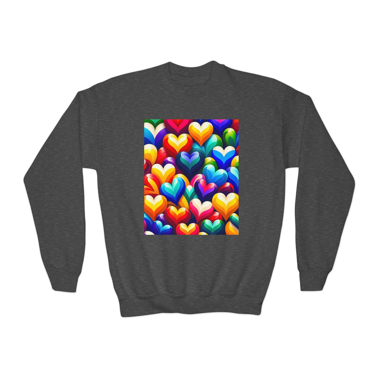 Youth Crewneck Sweatshirt (Colorful Hearts)