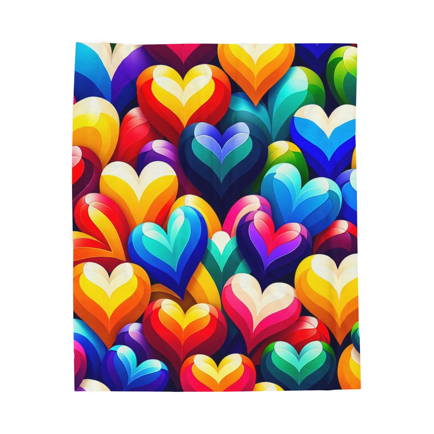 Velveteen Plush Blanket (Colorful Hearts)