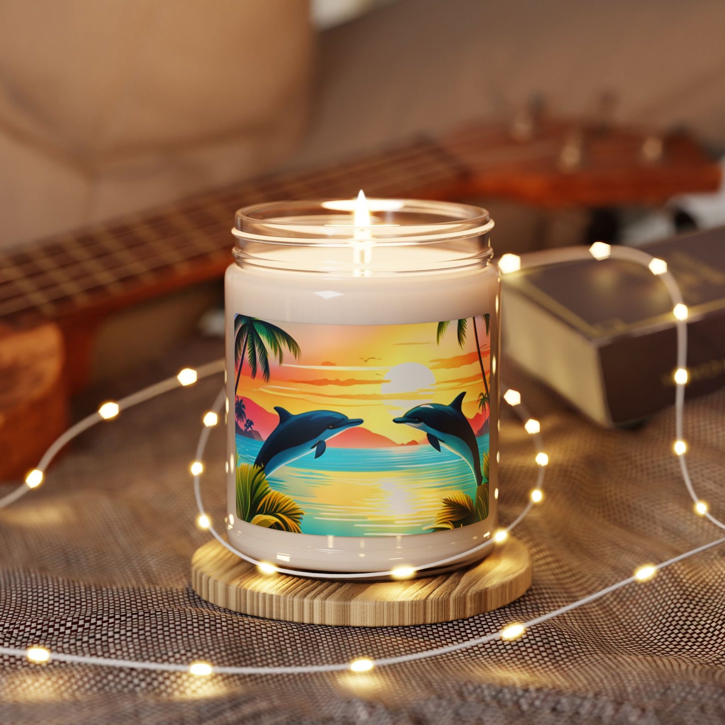 Scented Soy Candle, 9oz (Dolphin Palm Tree)