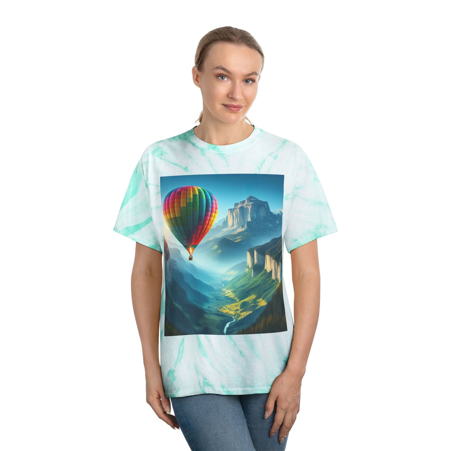 Cyclone Tie-Dye Tee with Hot Air Balloon Design - Vibrant Summer Graphic Tee