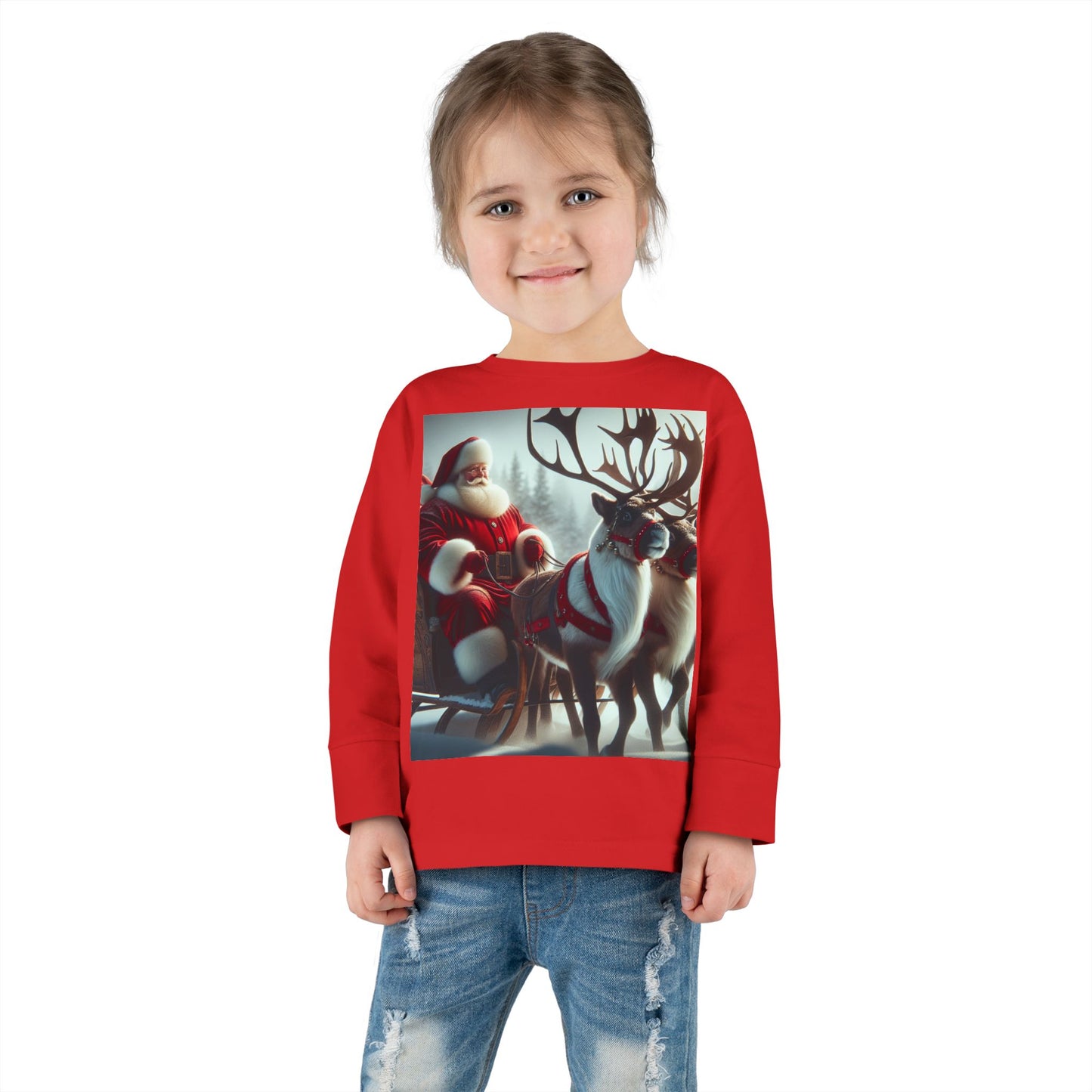 Toddler Long Sleeve Tee (Santa/Reindeer)