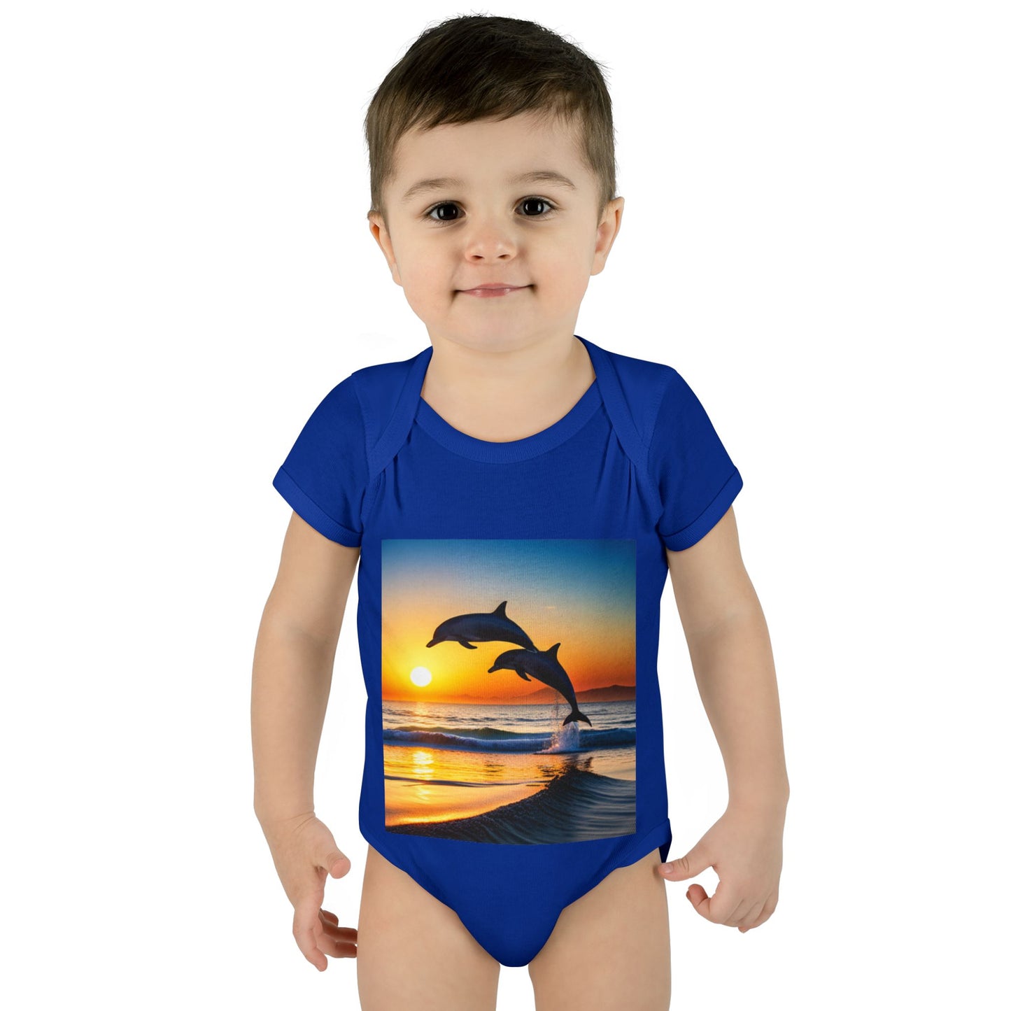 Infant Baby Rib Bodysuit (Dolphins)