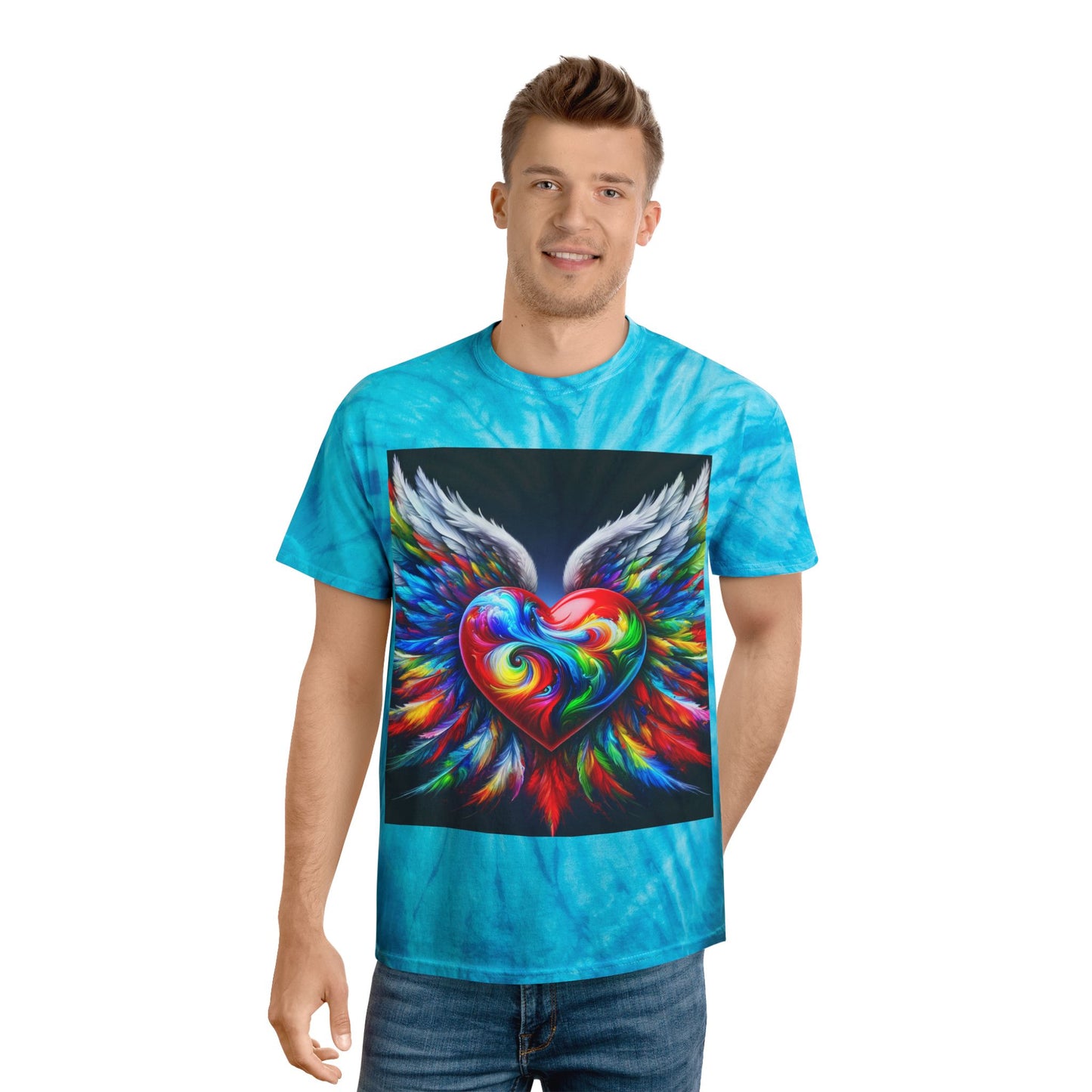 Vibrant Tie-Dye Tee with Heart Design - Celebrate Love & Freedom