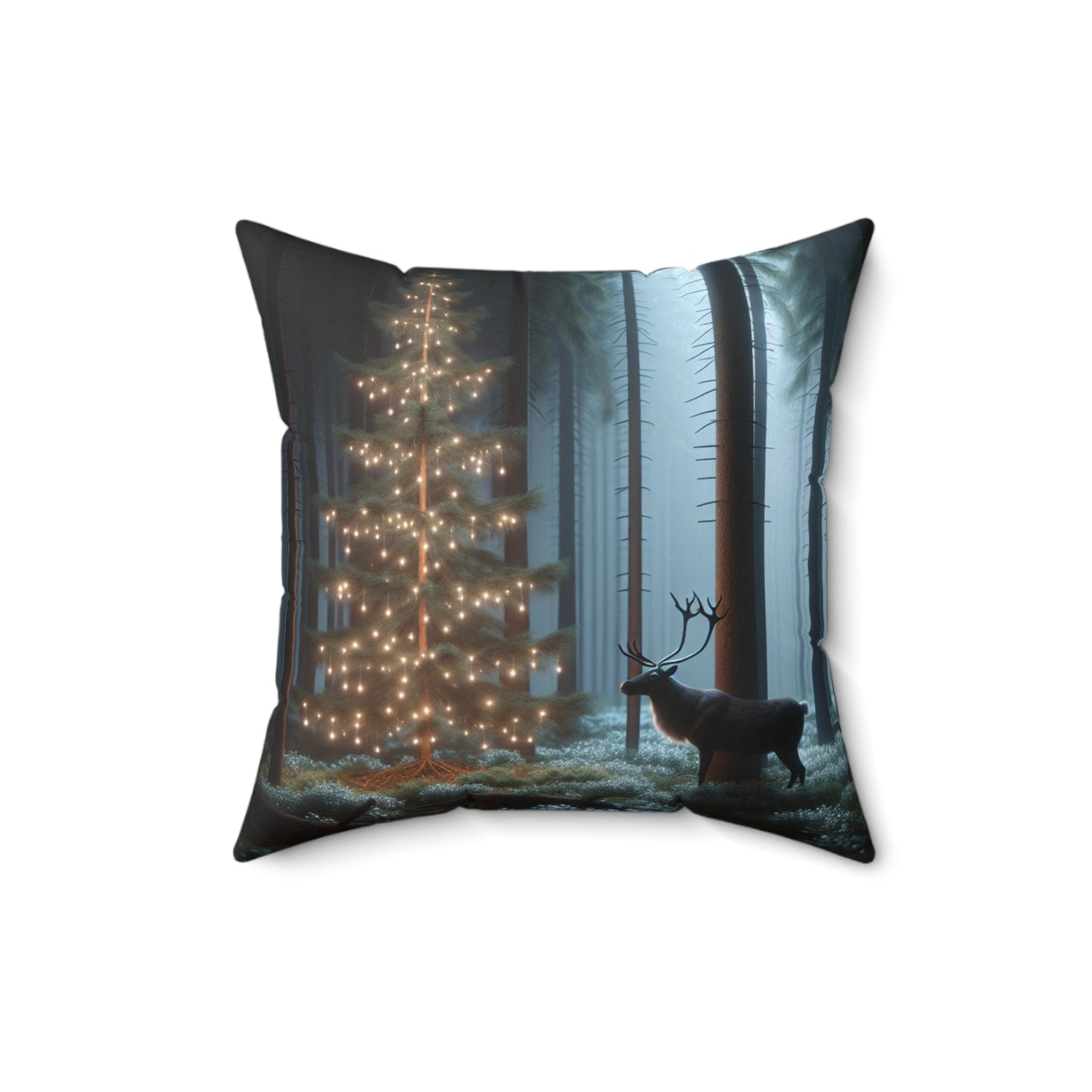 Spun Polyester Square Pillow (Reindeer)