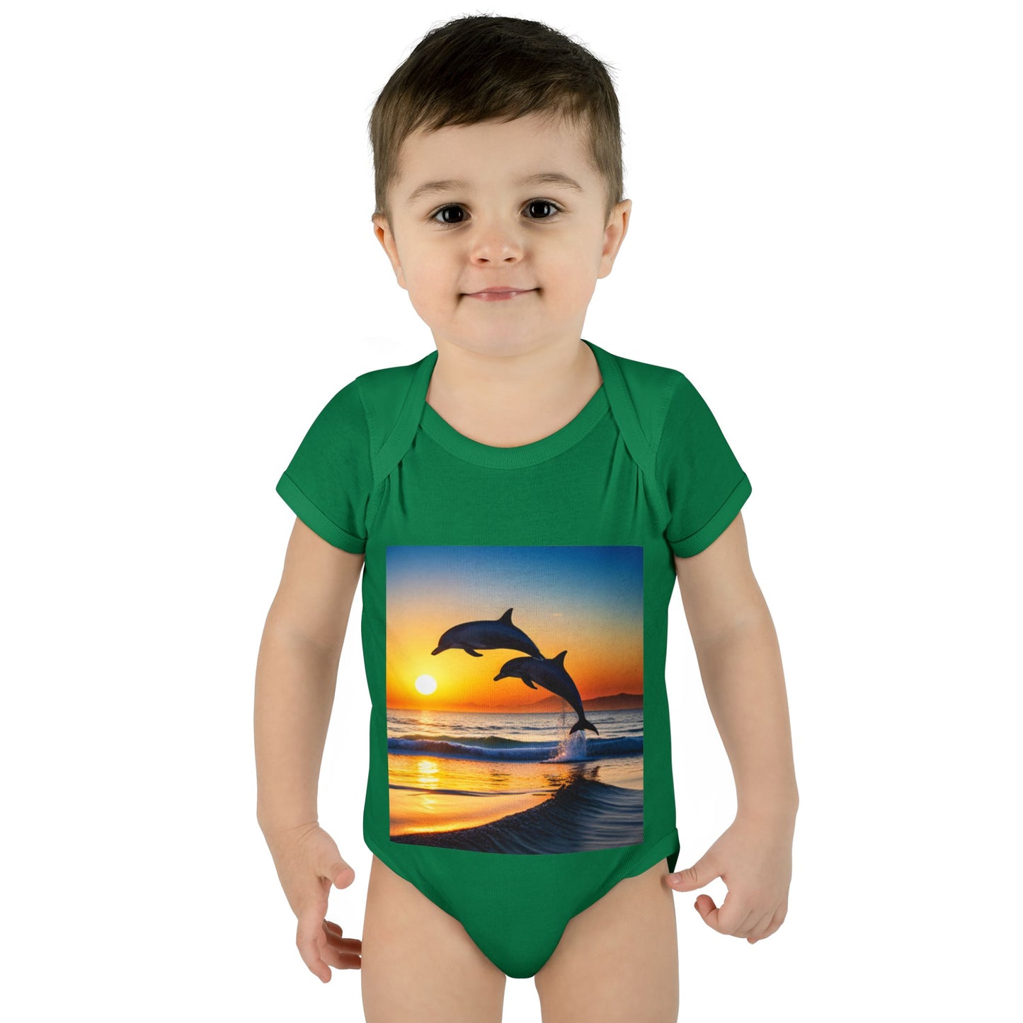 Infant Baby Rib Bodysuit (Dolphins)