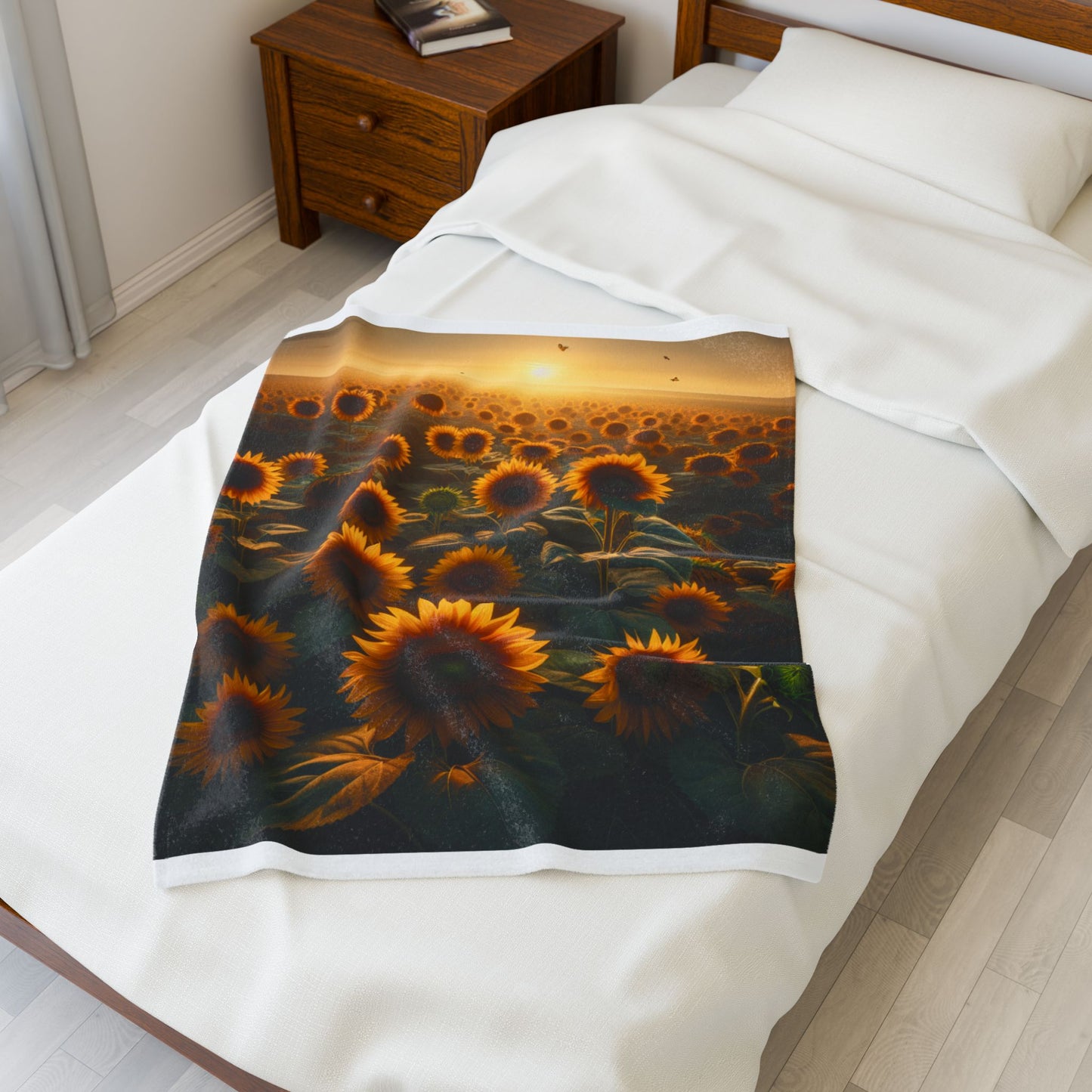 Velveteen Plush Blanket (Sunflowers)