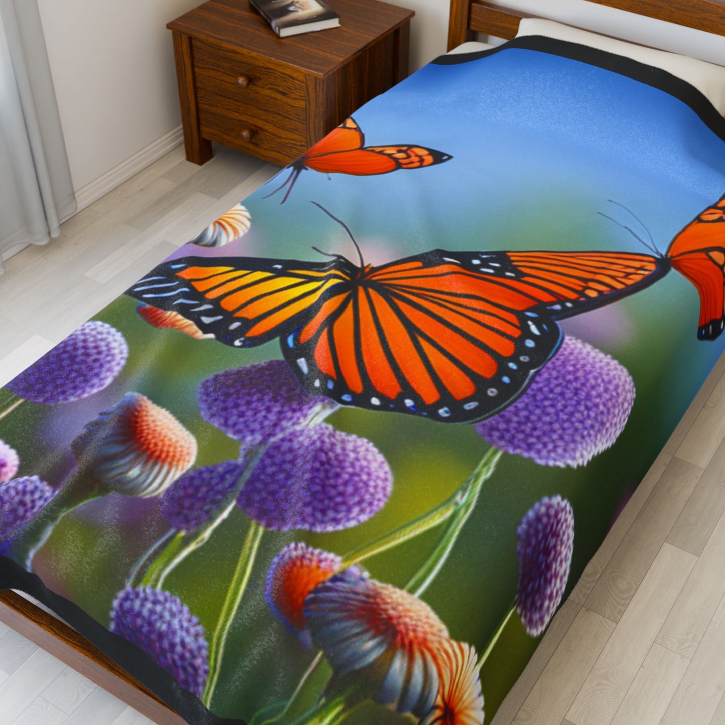 Velveteen Plush Blanket (Monarch Butterflies)