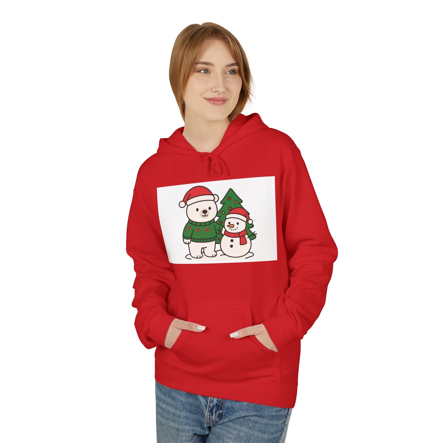 Cute Polar Bear and Snowman Hoodie