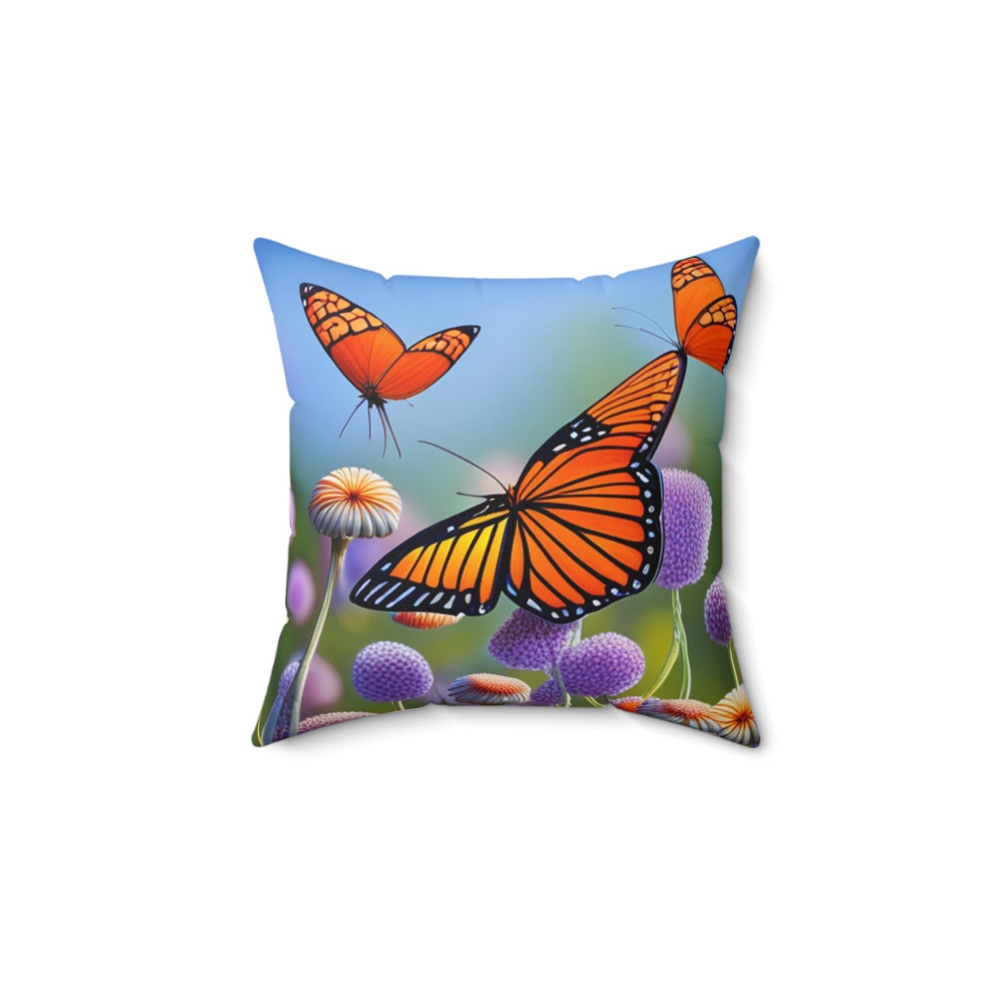 Spun Polyester Square Pillow (Monarch Butterflies)