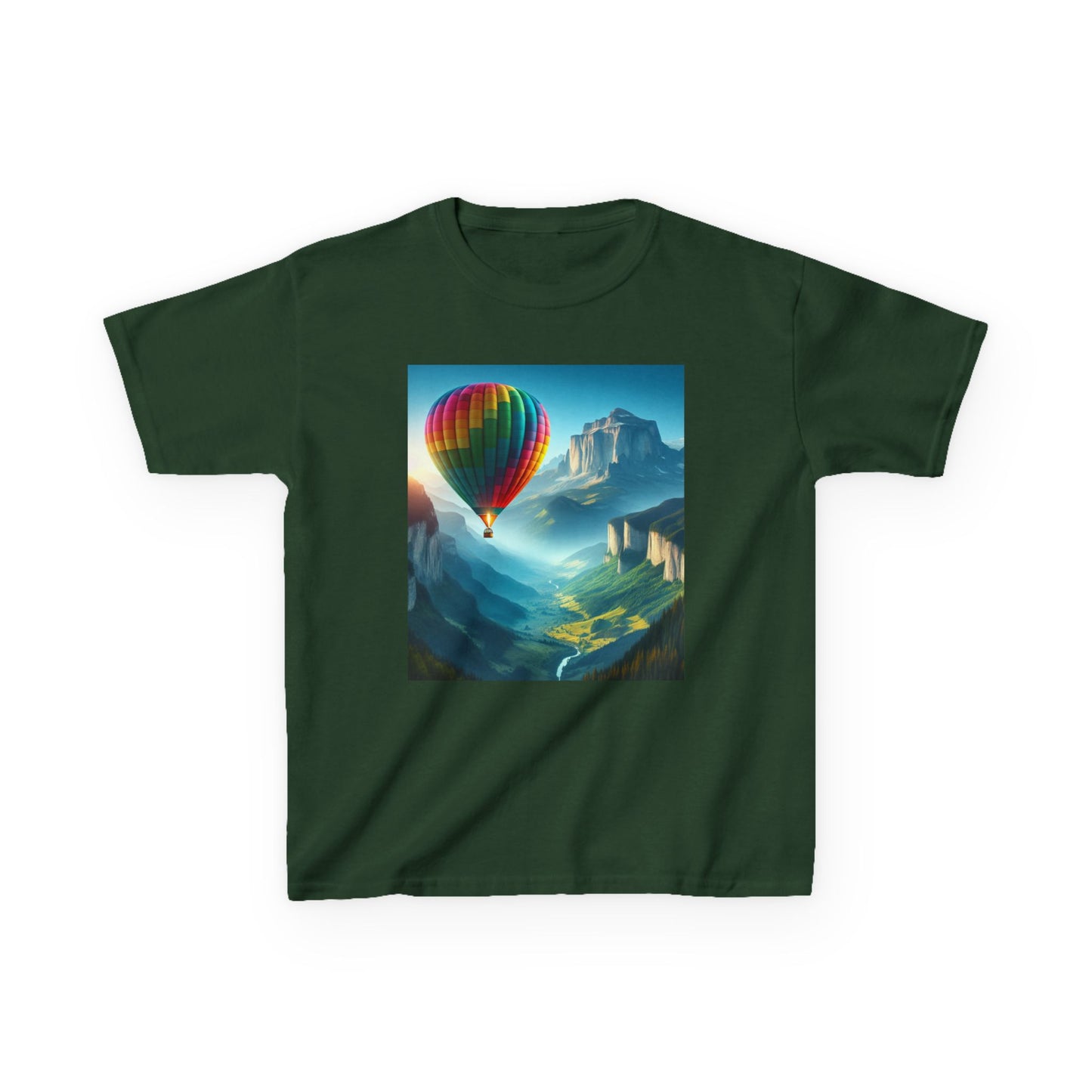 Kids Heavy Cotton™ Tee - Colorful Hot Air Balloon Adventure Tee for Young Explorers