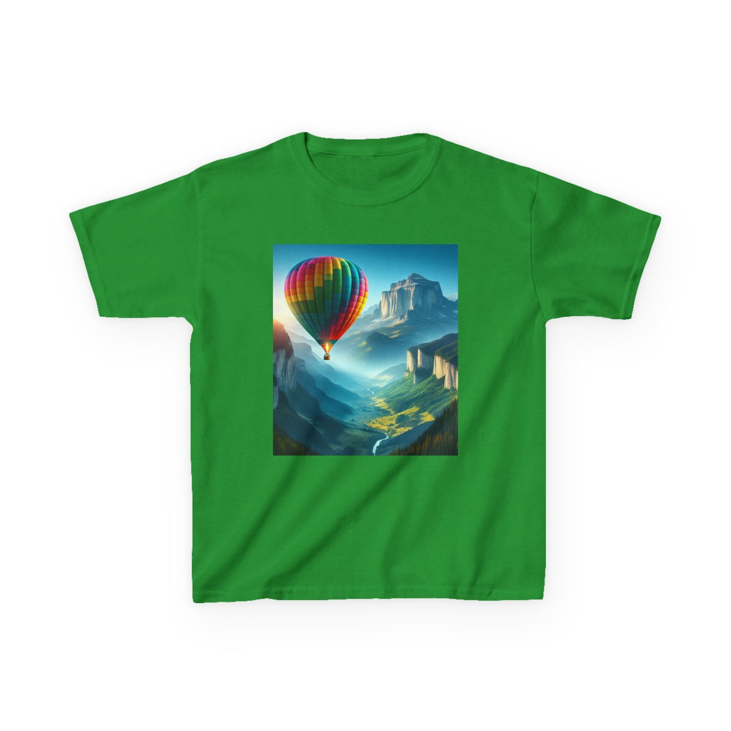 Kids Heavy Cotton™ Tee - Colorful Hot Air Balloon Adventure Tee for Young Explorers
