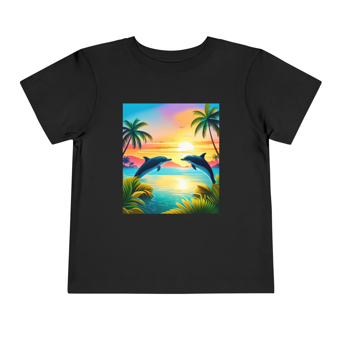Toddler Short Sleeve Tee (Dolphin Palm Tree)