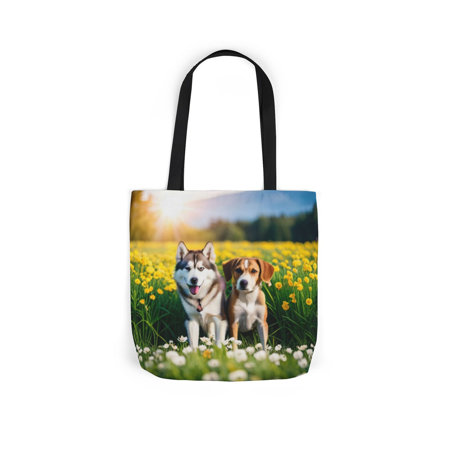 Canvas Tote Bag, 5-Color Straps (Husky/Beagle)