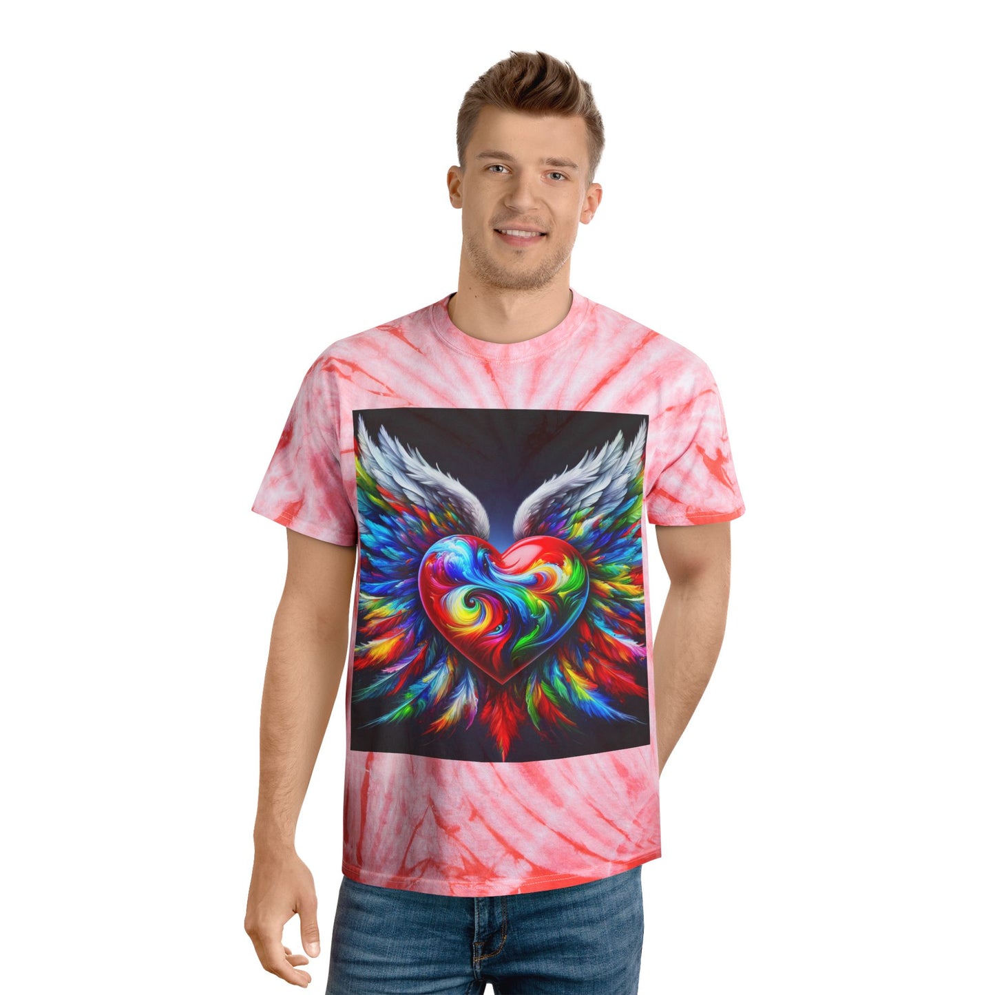 Vibrant Tie-Dye Tee with Heart Design - Celebrate Love & Freedom