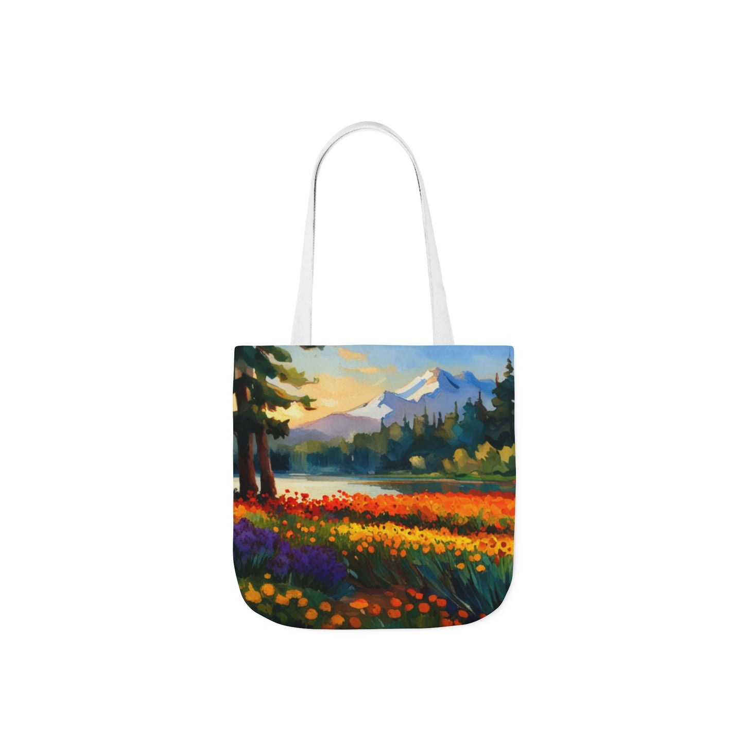 Canvas Tote Bag, 5-Color Straps (Flower Meadow)