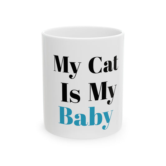 Ceramic Mug, 11oz (Cat Blue)