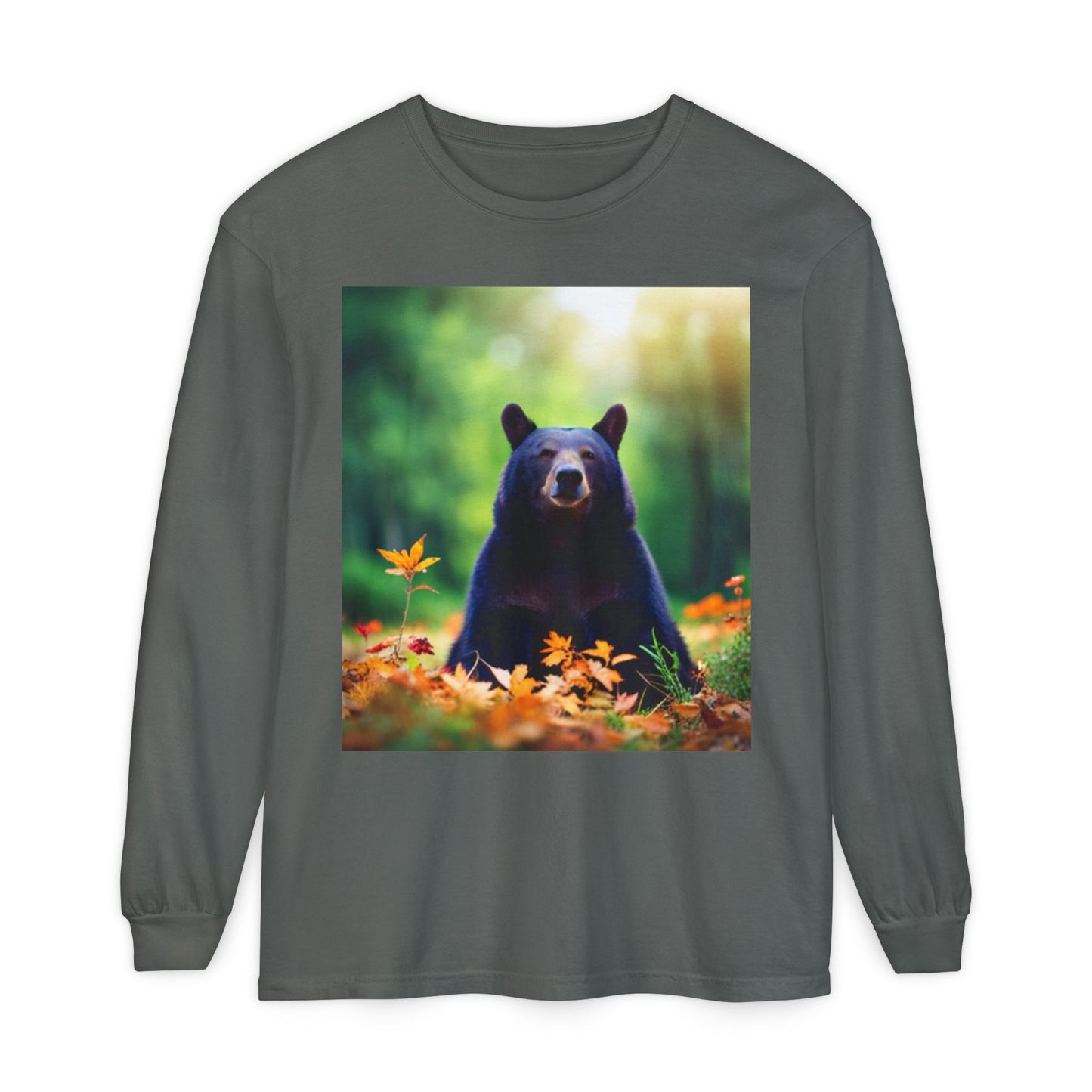 Unisex Garment-dyed Long Sleeve T-Shirt (Bear)