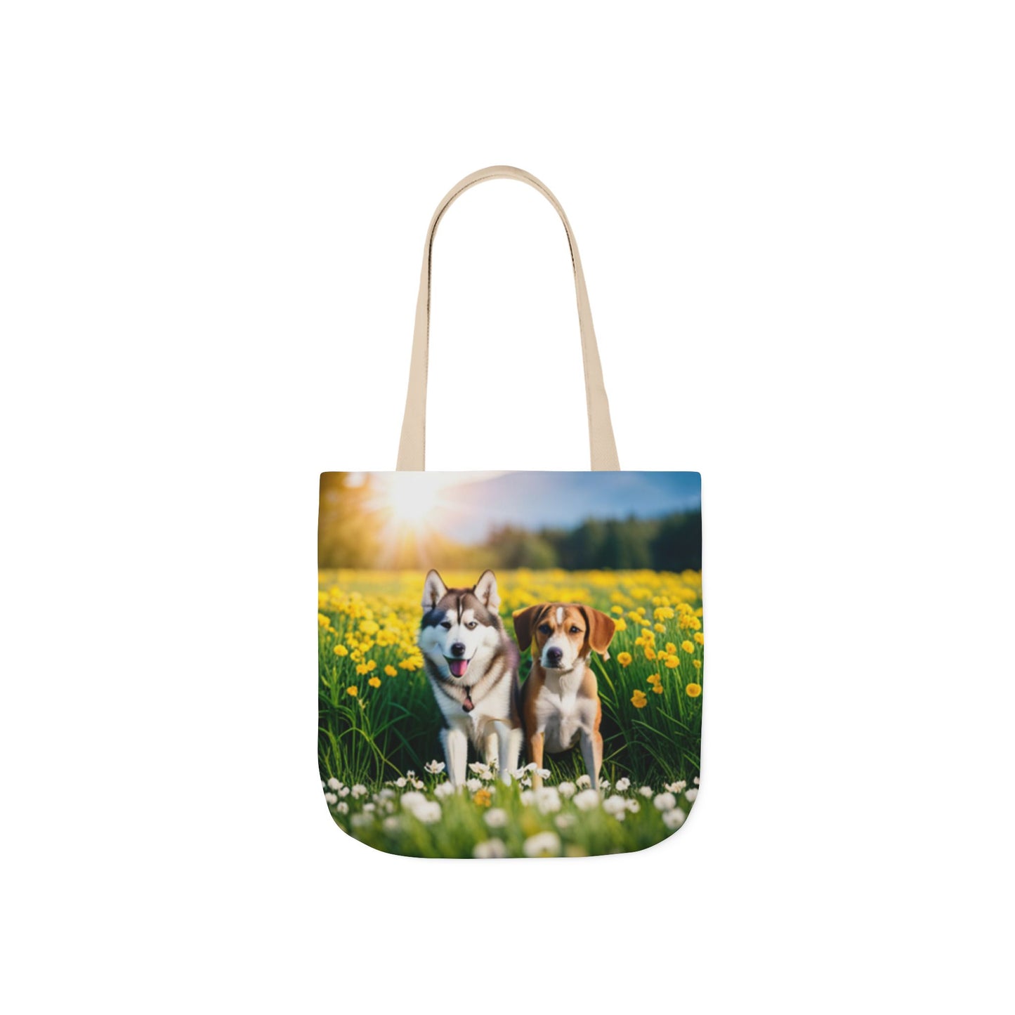 Canvas Tote Bag, 5-Color Straps (Husky/Beagle)
