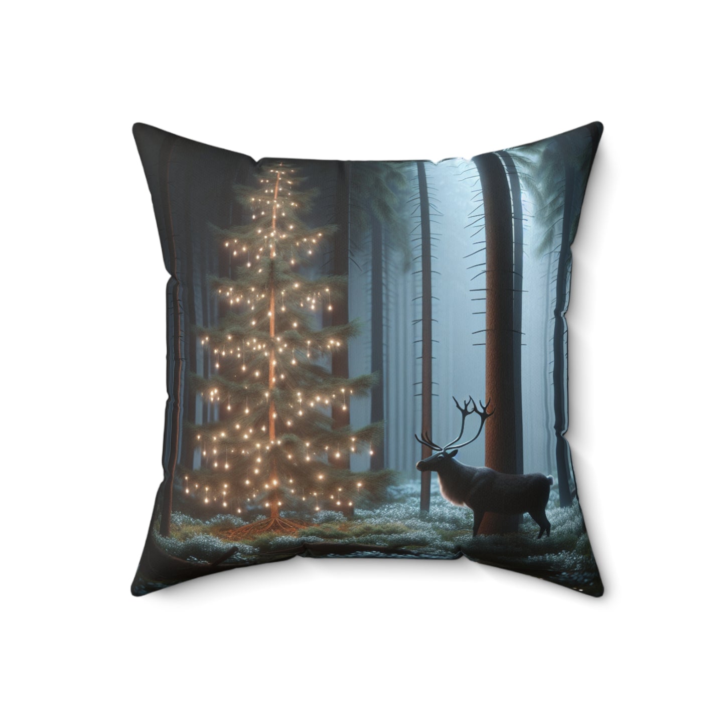 Spun Polyester Square Pillow (Reindeer)