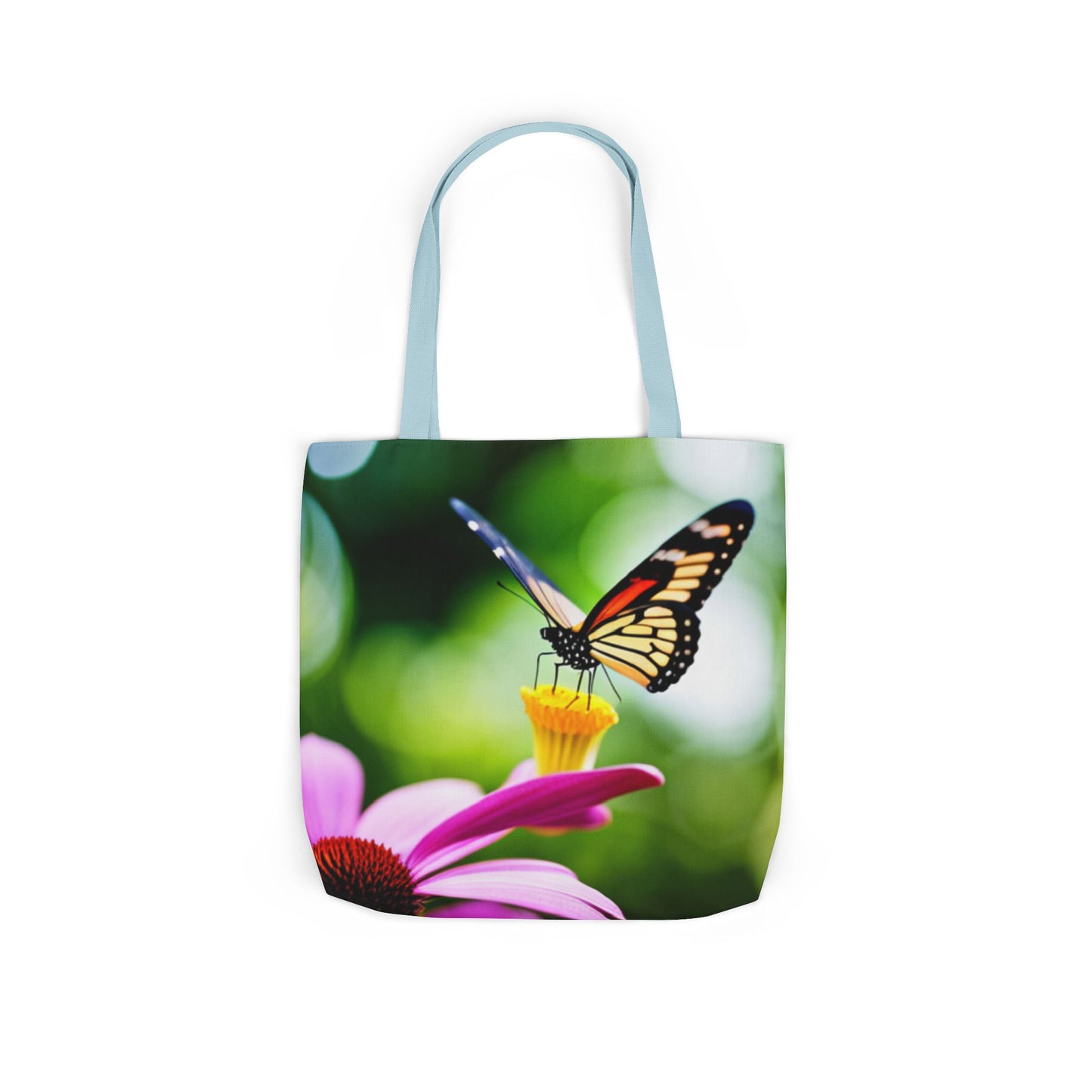 Canvas Tote Bag, 5-Color Straps (Butterflies)
