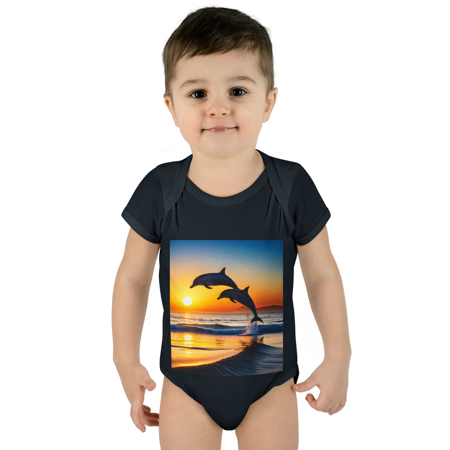 Infant Baby Rib Bodysuit (Dolphins)