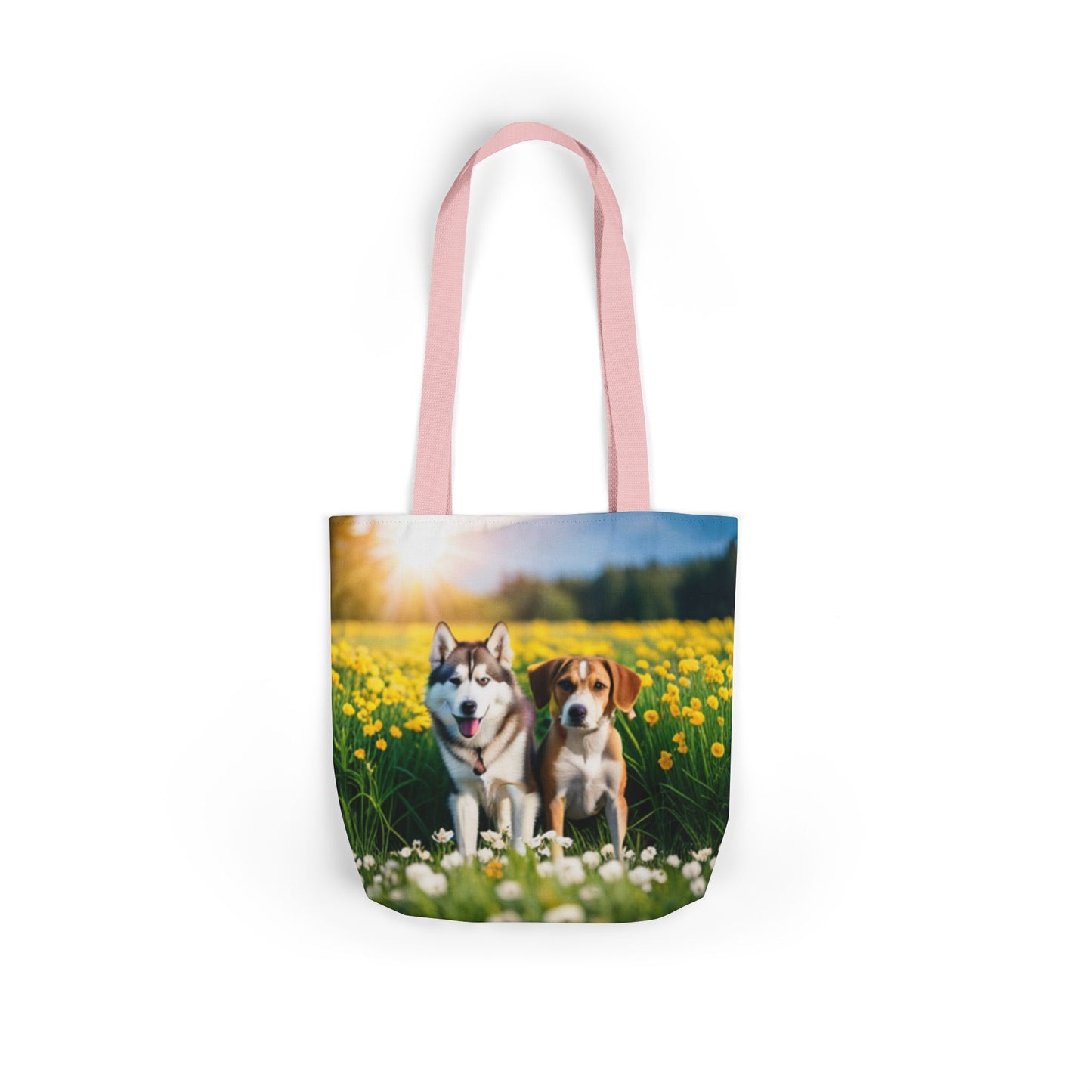 Canvas Tote Bag, 5-Color Straps (Husky/Beagle)