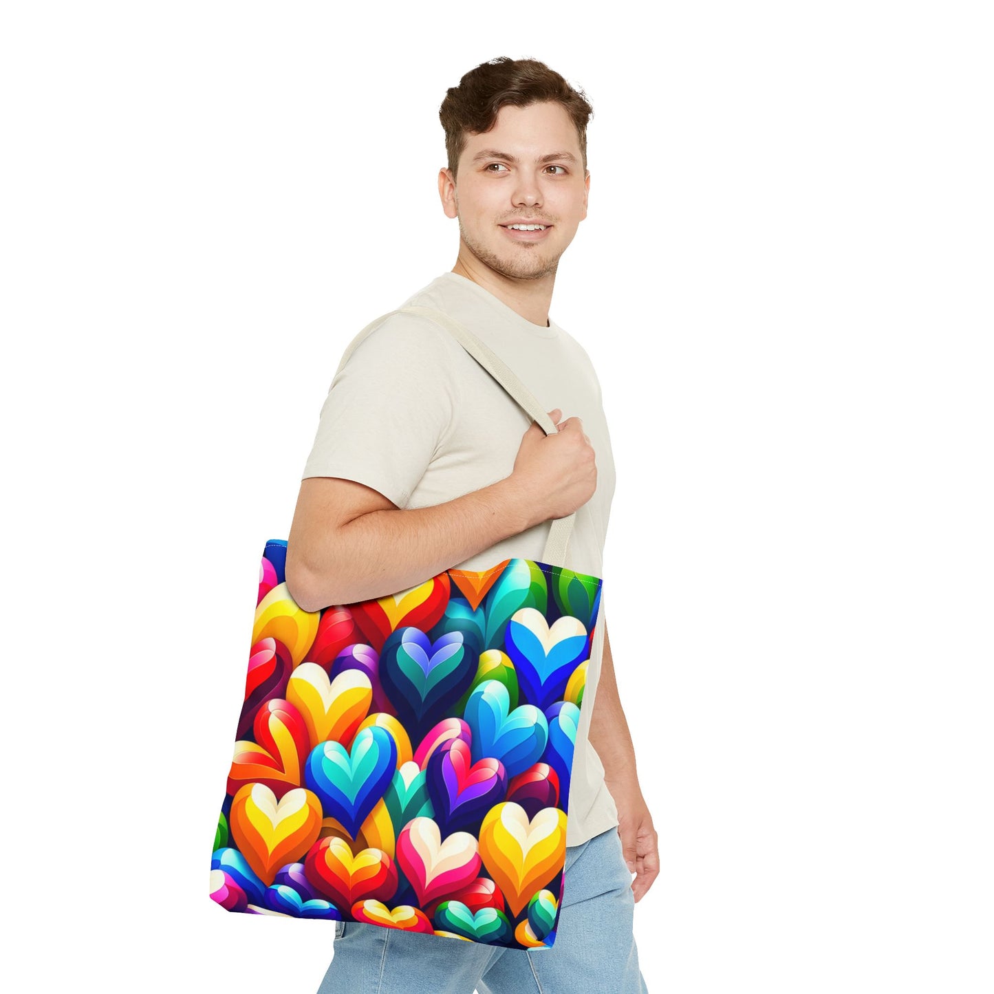 Tote Bag (AOP) (Colorful Hearts)