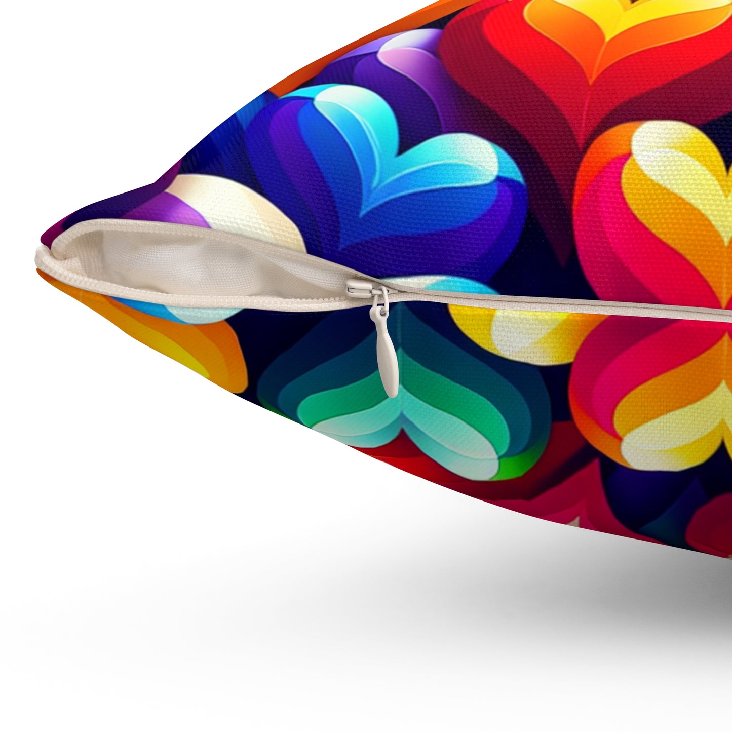 Spun Polyester Square Pillow (Colorful Hearts)