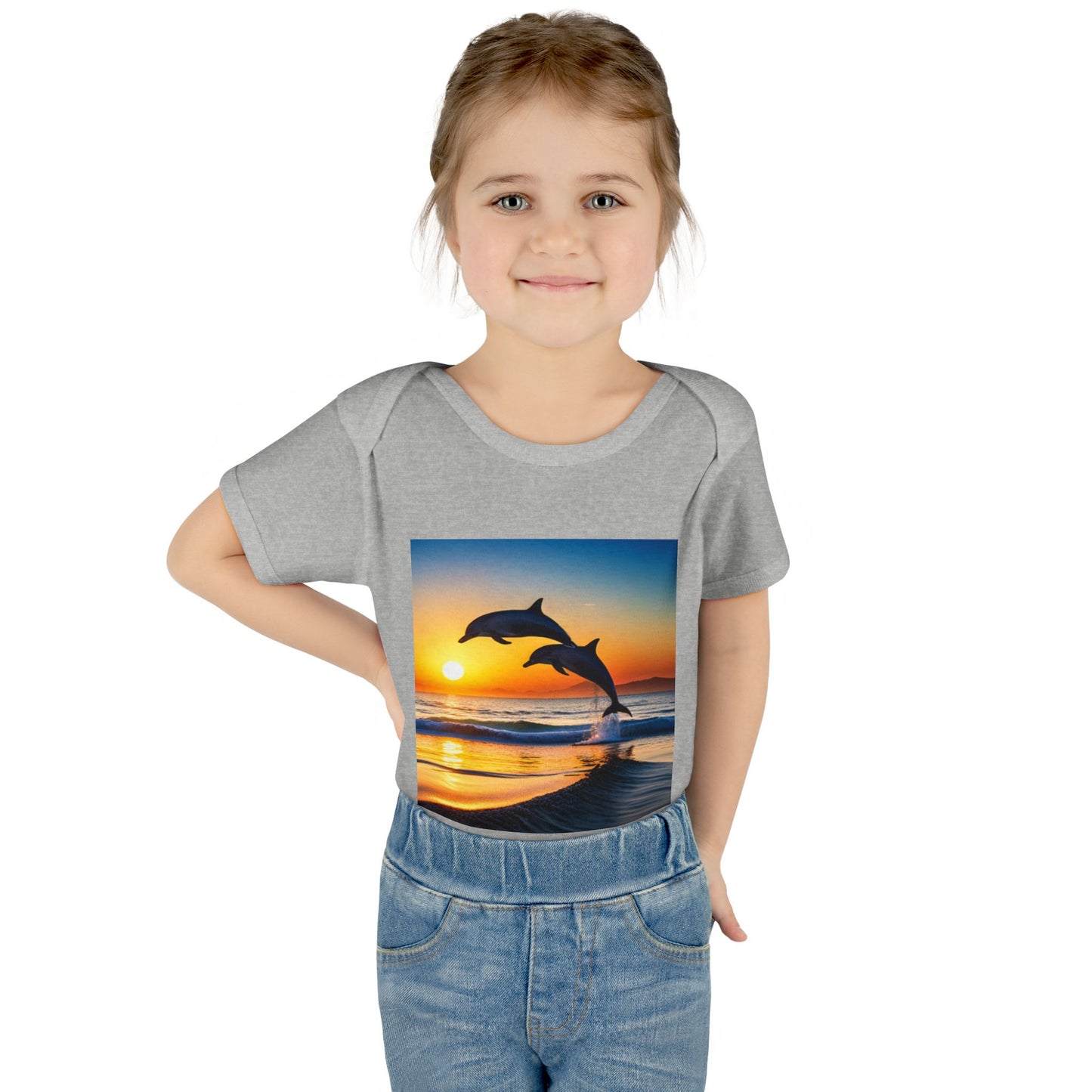 Infant Baby Rib Bodysuit (Dolphins)