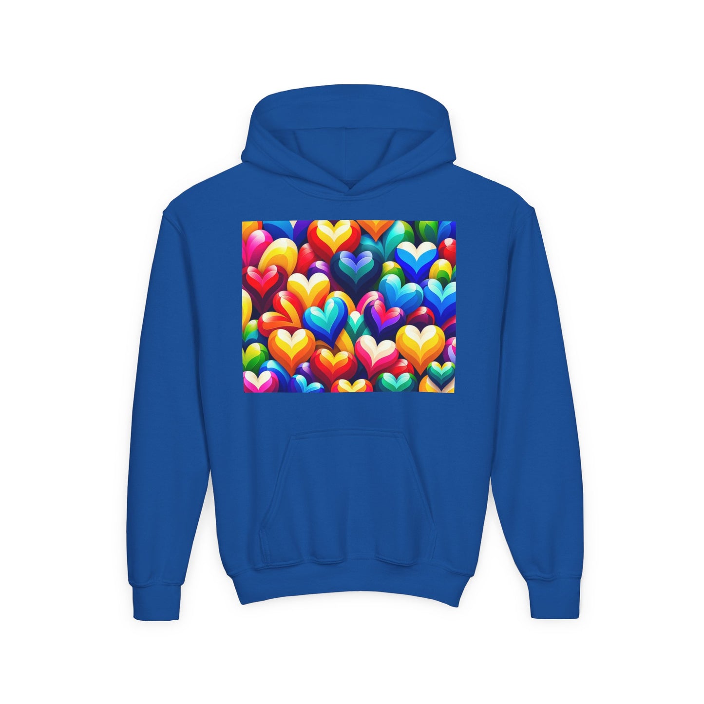 Youth Heavy Blend Hooded Sweatshirt (Colorful Hearts)