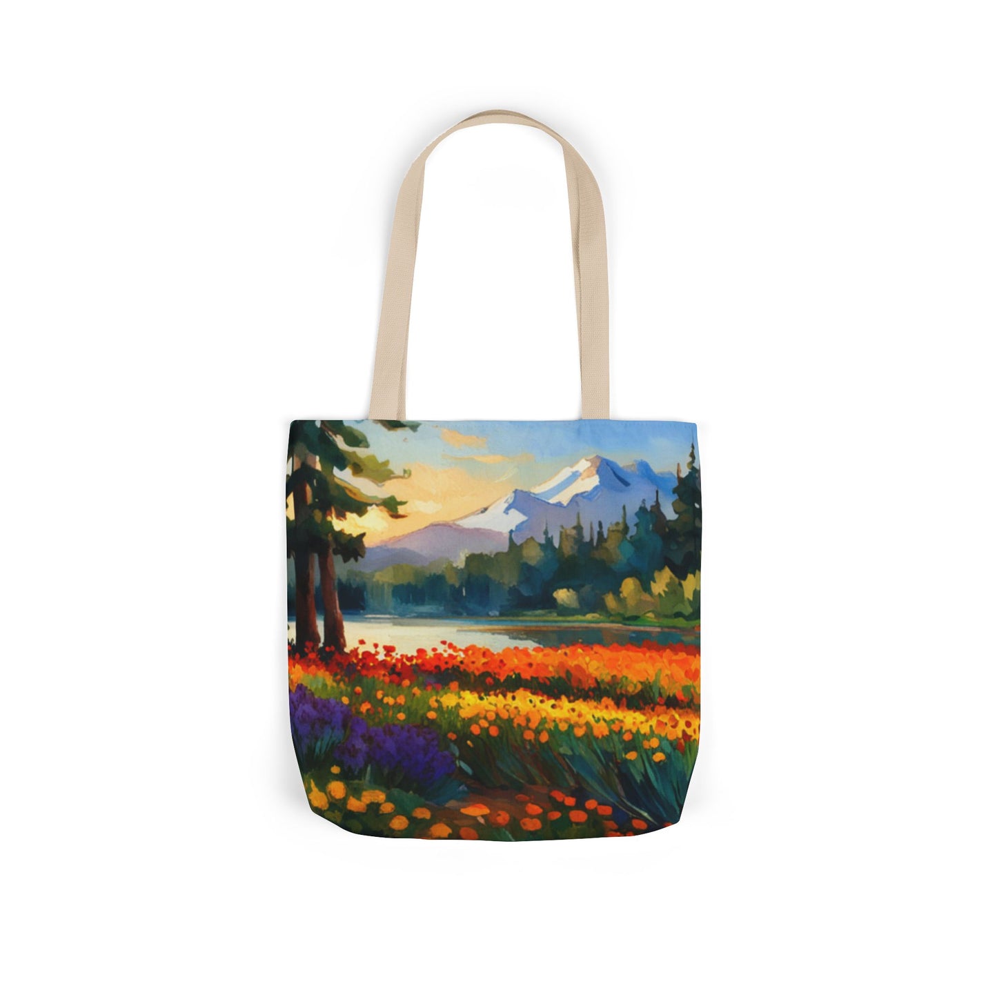 Canvas Tote Bag, 5-Color Straps (Flower Meadow)