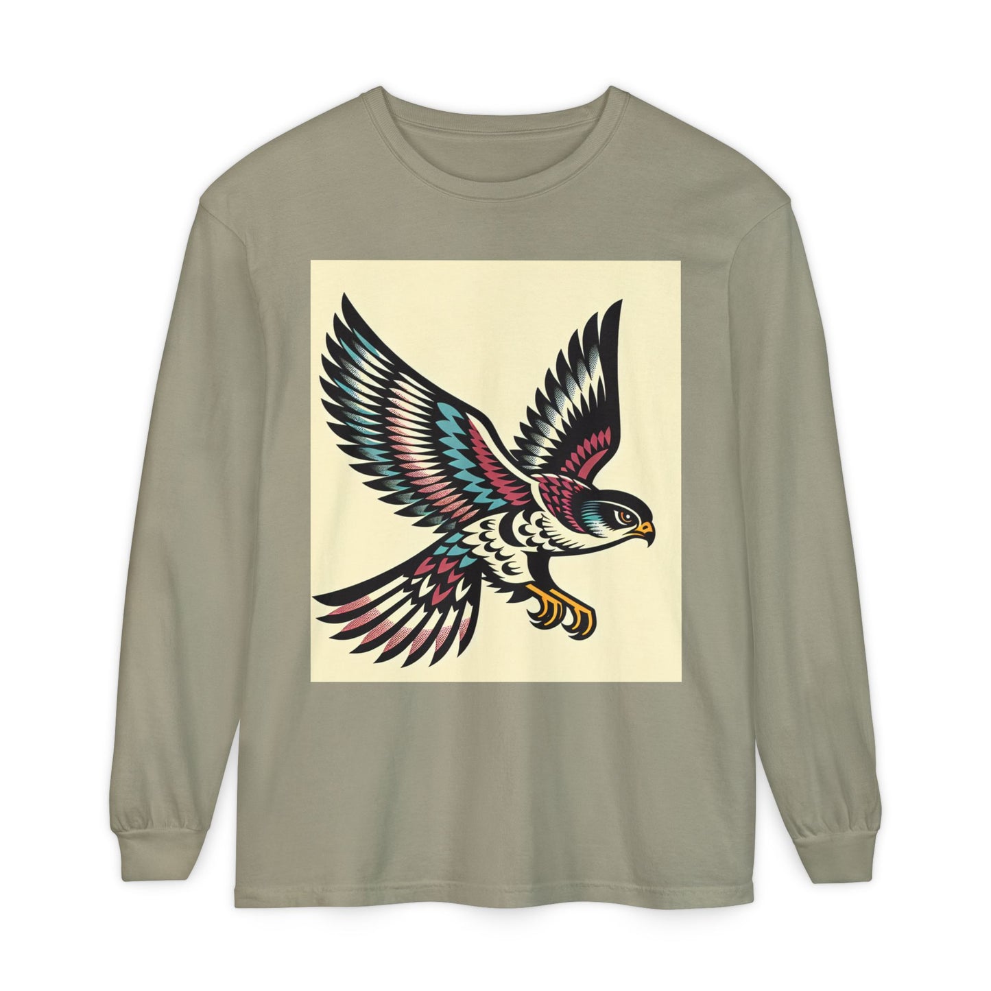 Unisex Garment-dyed Long Sleeve T-Shirt (Falcon)