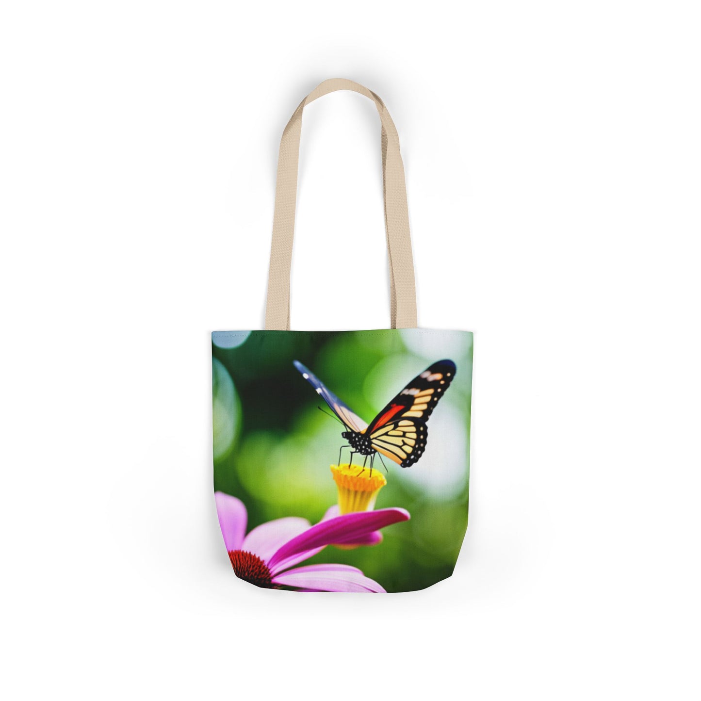 Canvas Tote Bag, 5-Color Straps (Butterflies)