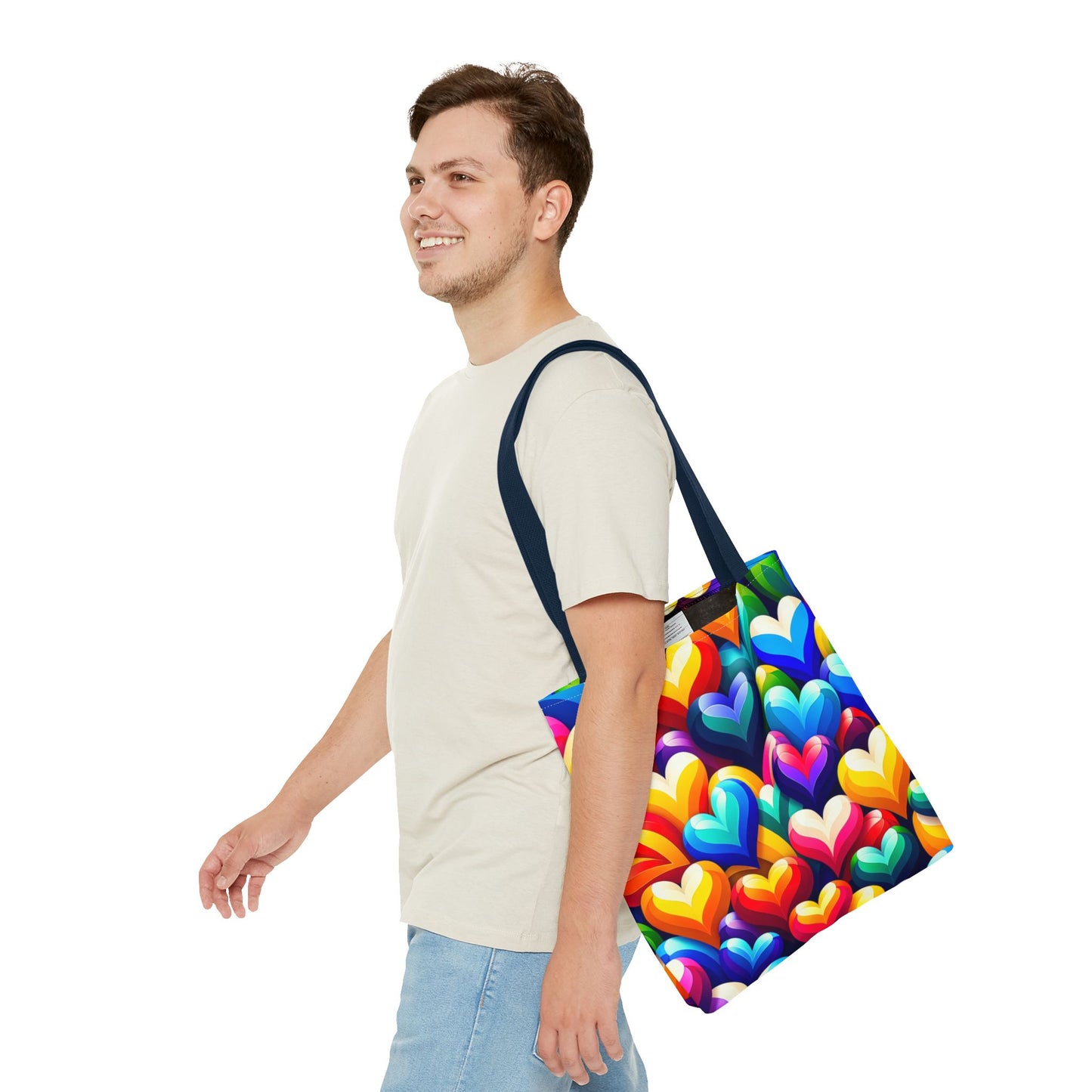 Tote Bag (AOP) (Colorful Hearts)