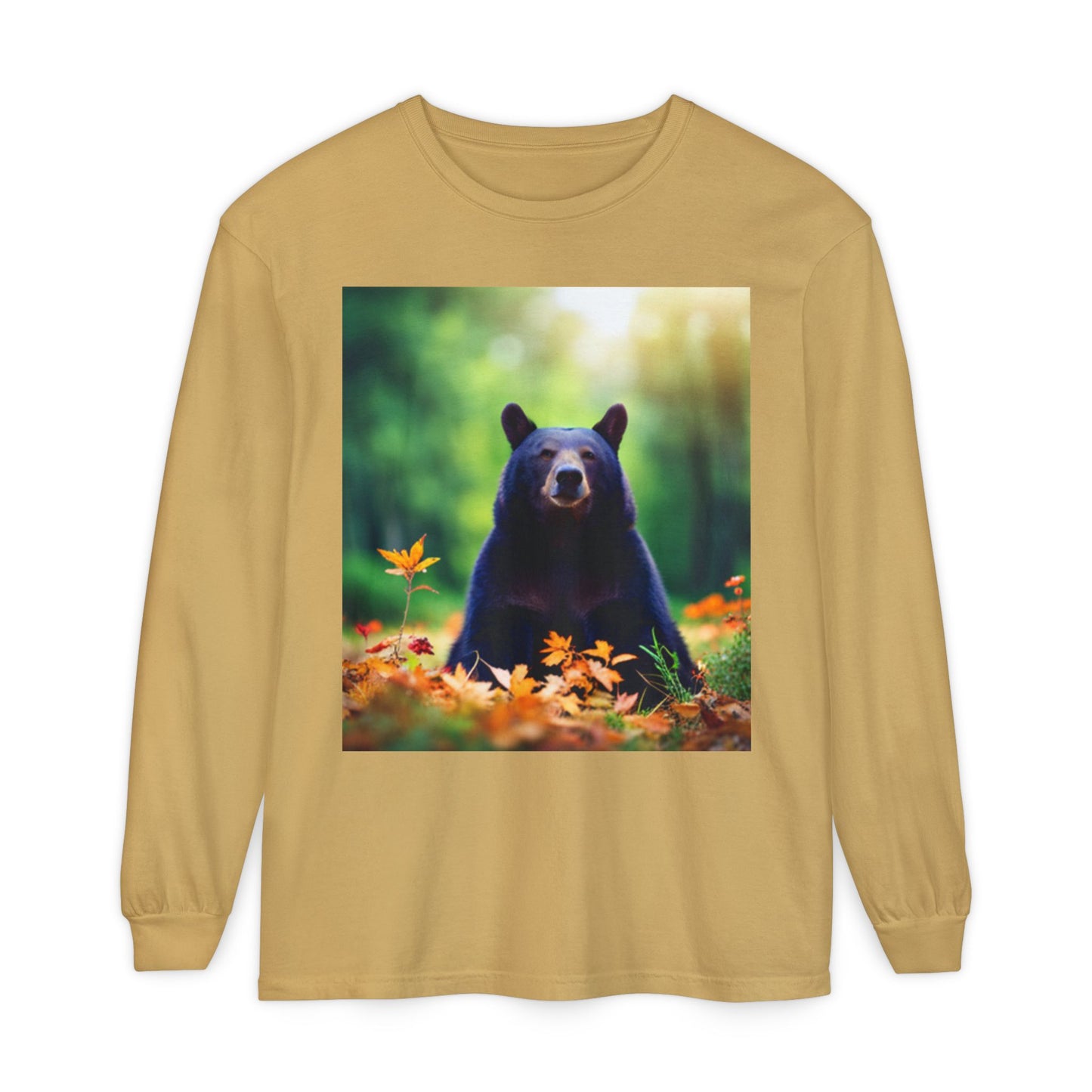Unisex Garment-dyed Long Sleeve T-Shirt (Bear)