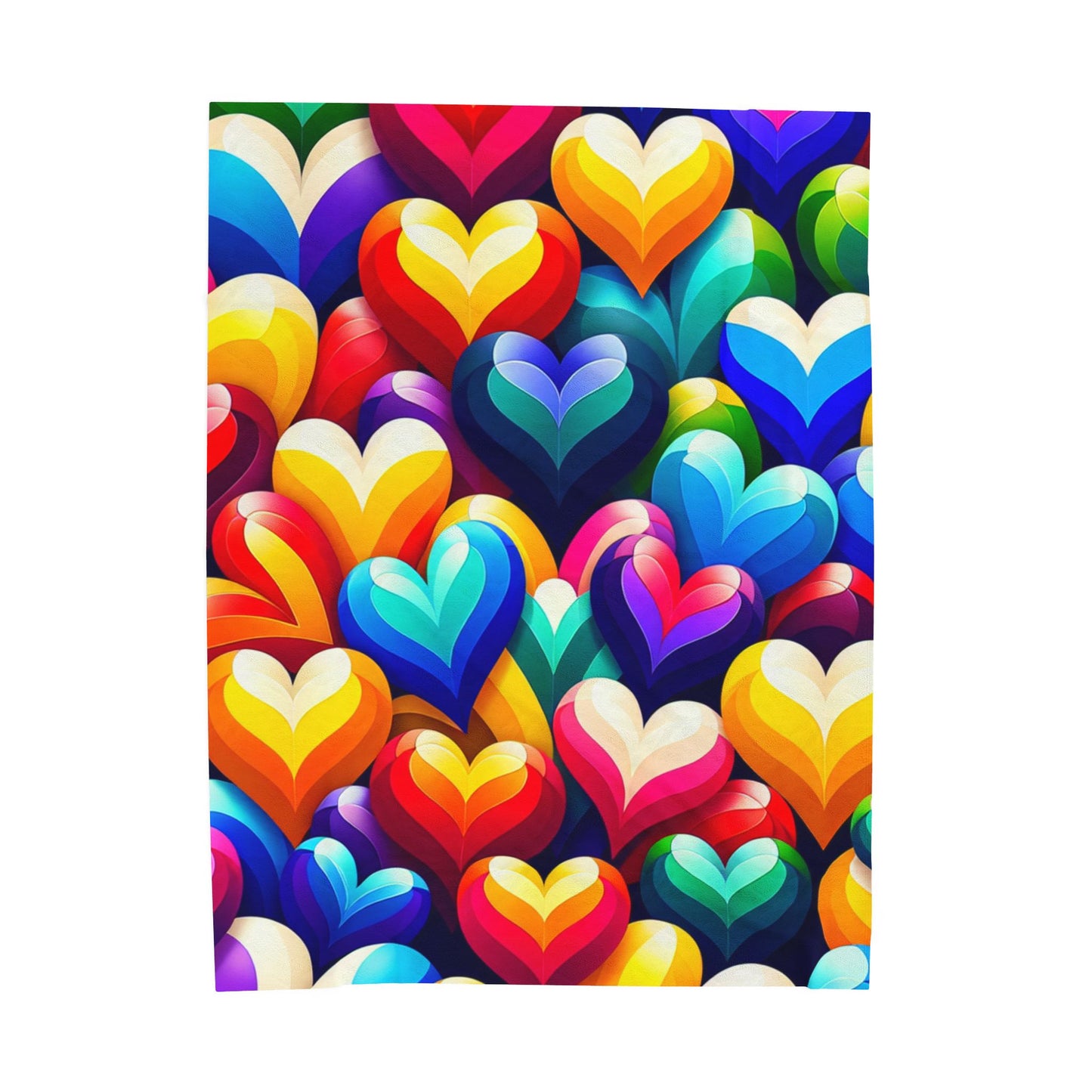 Velveteen Plush Blanket (Colorful Hearts)
