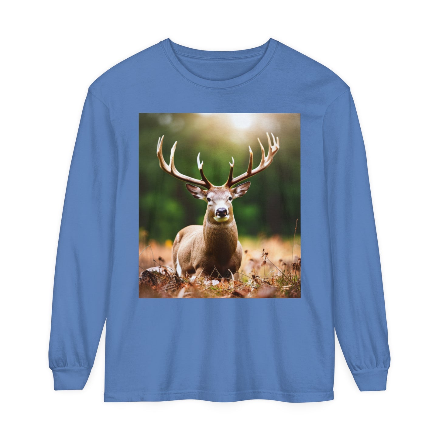 Unisex Garment-dyed Long Sleeve T-Shirt (Deer)