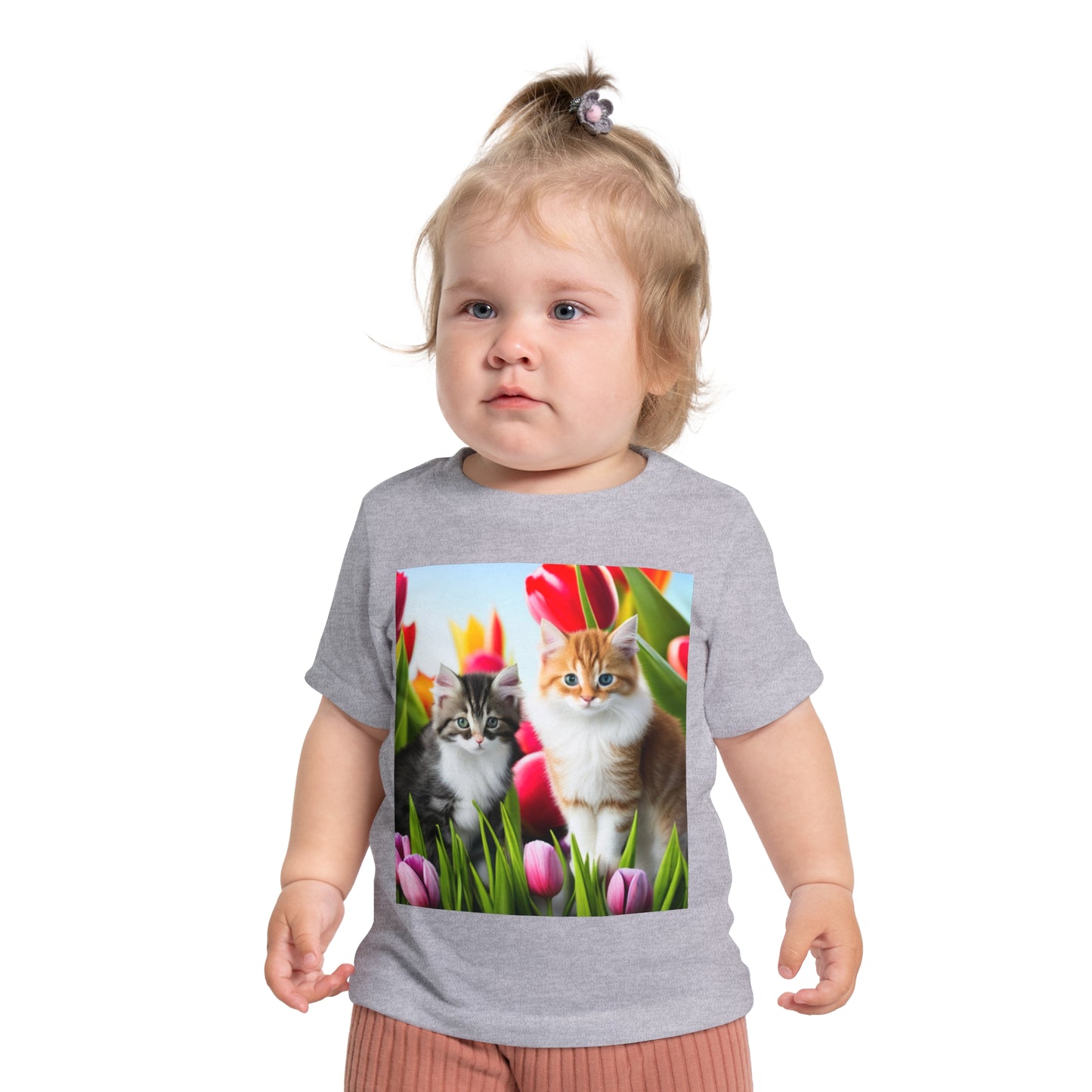 Baby Short Sleeve T-Shirt (Kittens/Tulips)