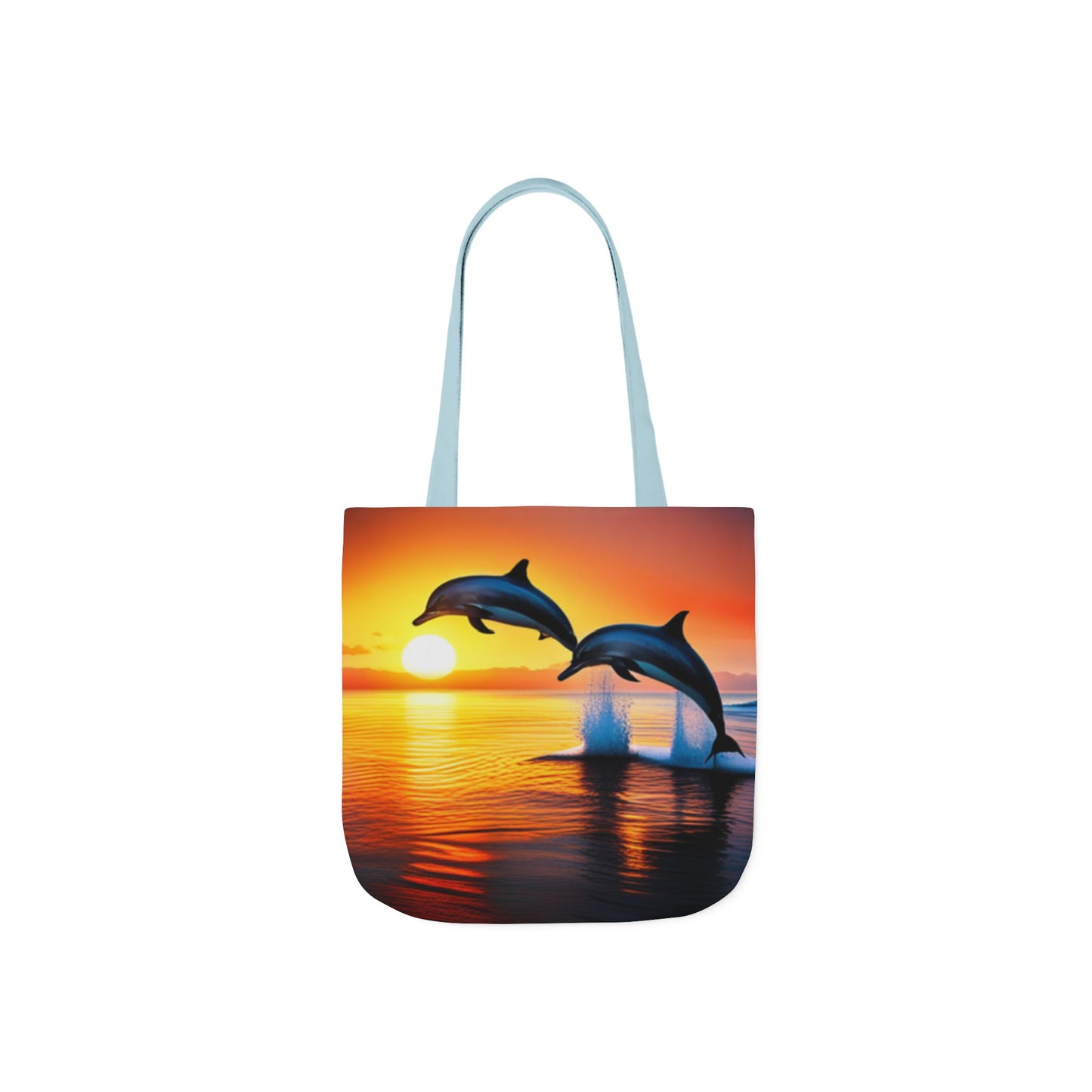 Canvas Tote Bag, 5-Color Straps (Dolphins sunset)