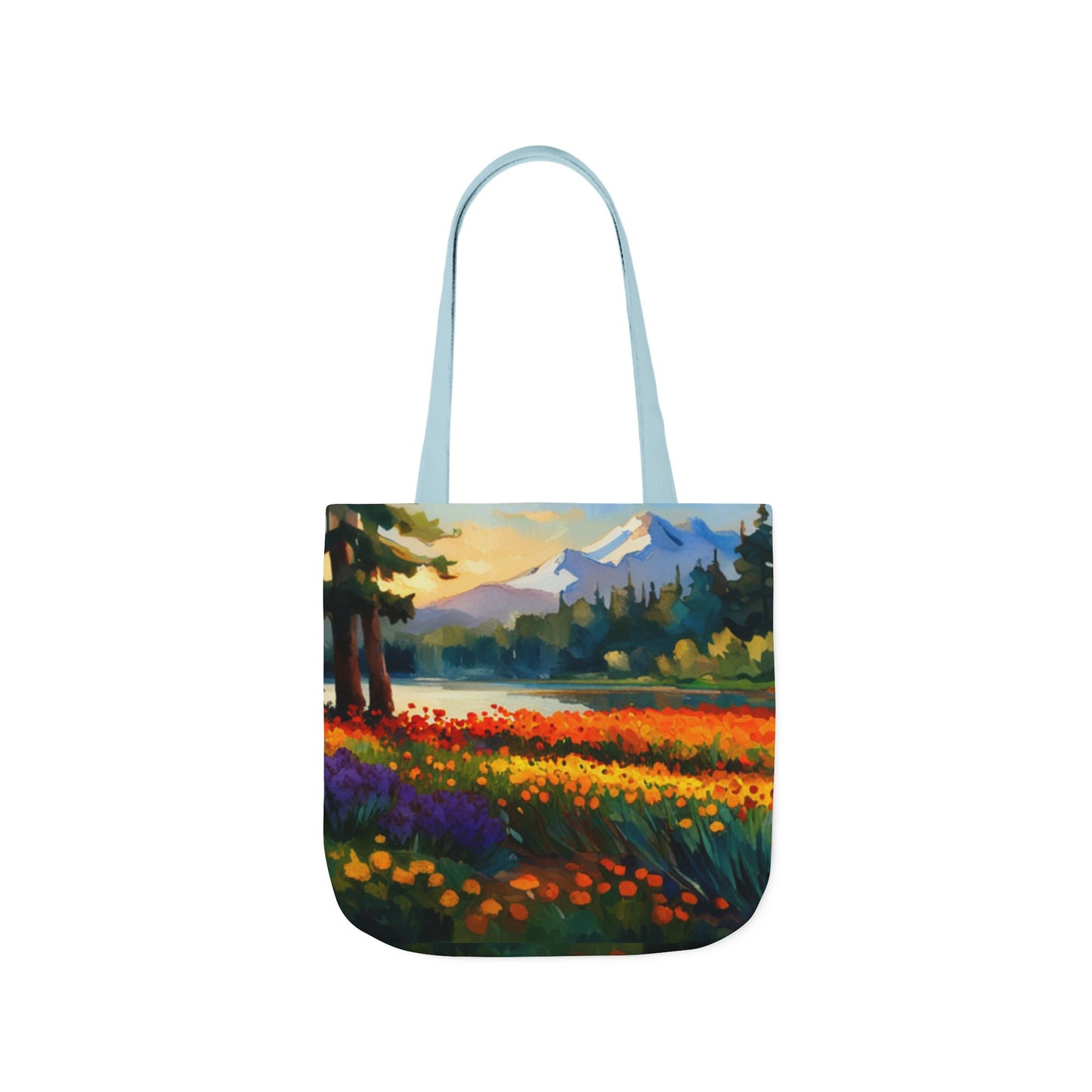 Canvas Tote Bag, 5-Color Straps (Flower Meadow)