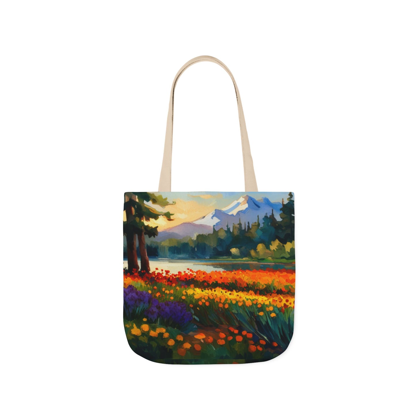 Canvas Tote Bag, 5-Color Straps (Flower Meadow)