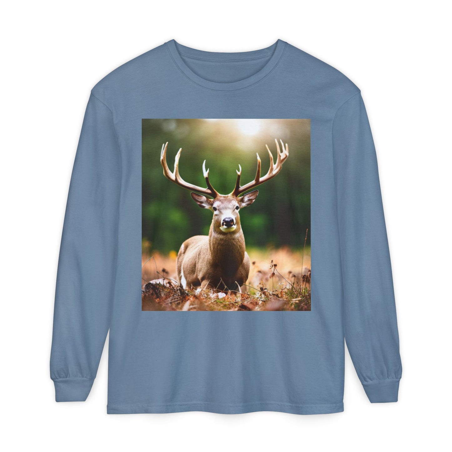 Unisex Garment-dyed Long Sleeve T-Shirt (Deer)