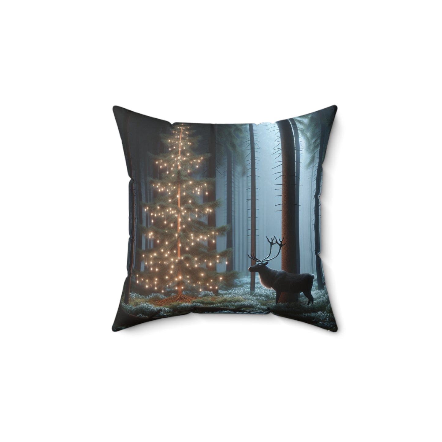 Spun Polyester Square Pillow (Reindeer)