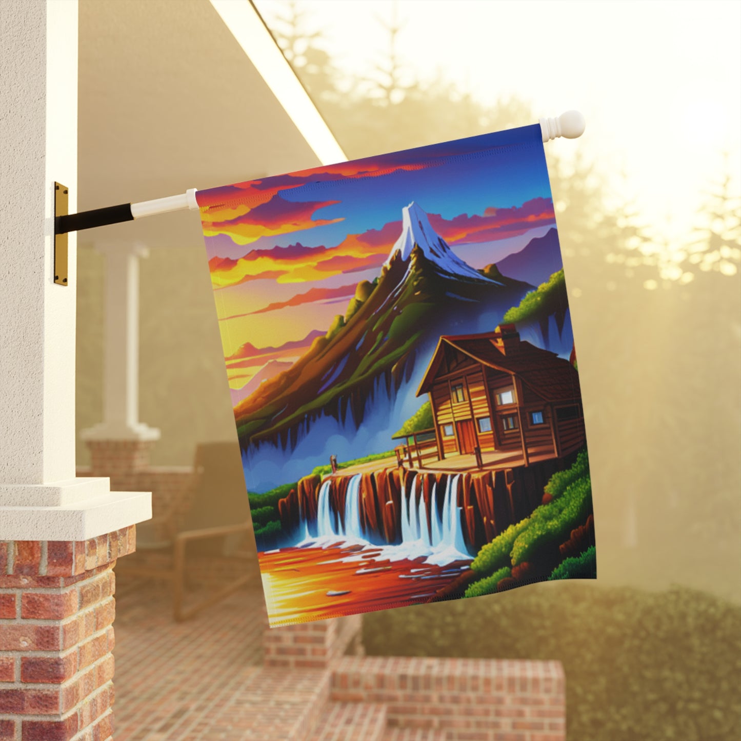 Garden & House Banner (Waterfall/Cabin)
