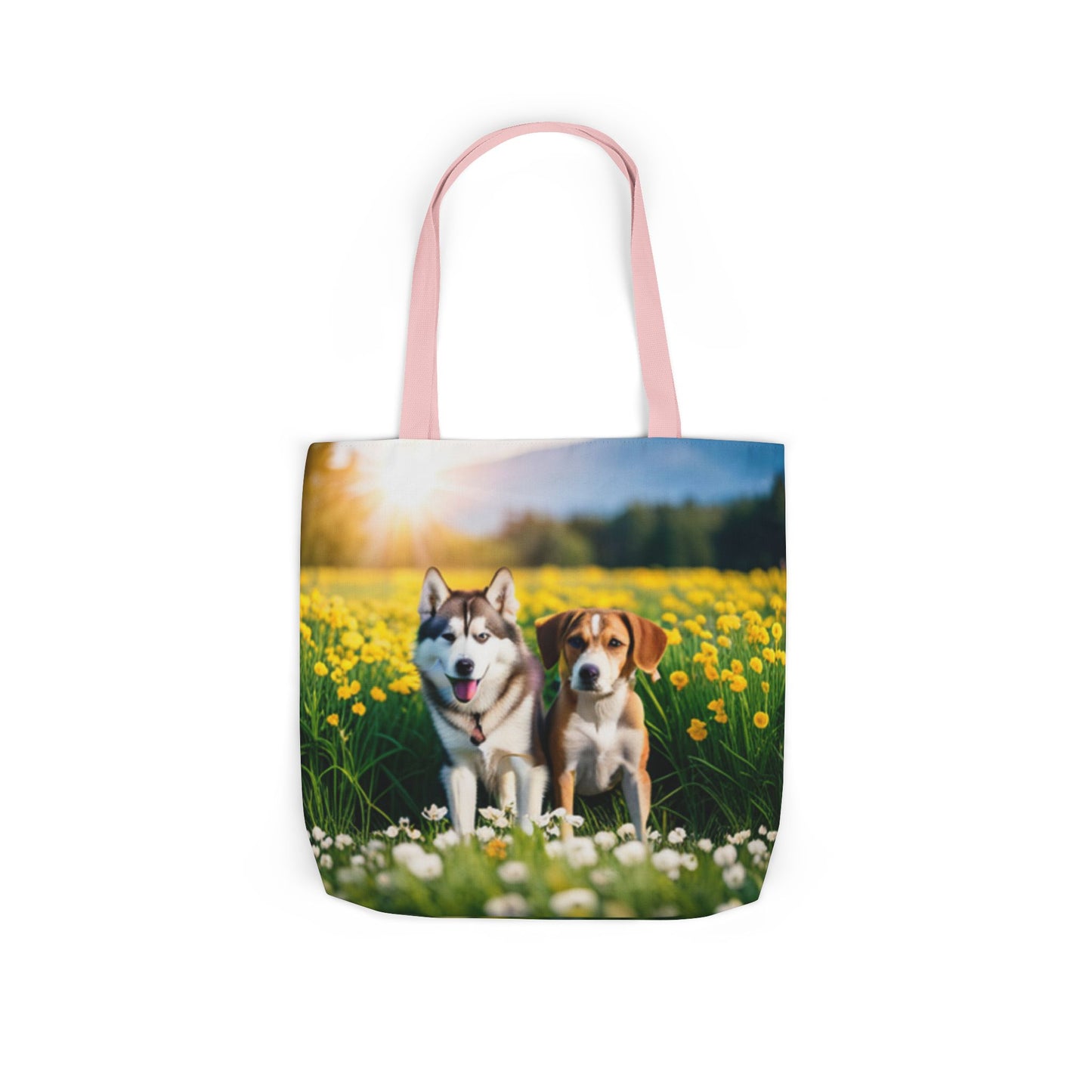 Canvas Tote Bag, 5-Color Straps (Husky/Beagle)