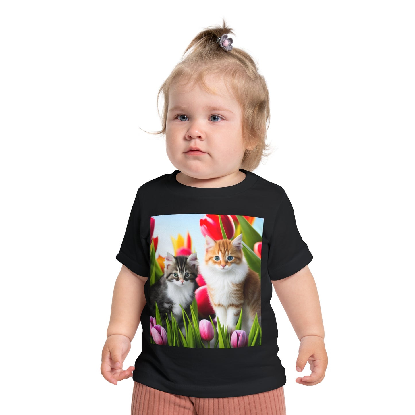 Baby Short Sleeve T-Shirt (Kittens/Tulips)
