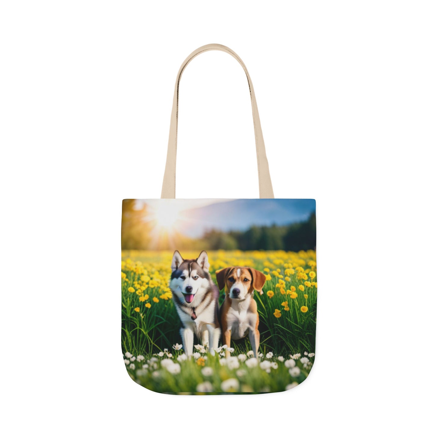 Canvas Tote Bag, 5-Color Straps (Husky/Beagle)